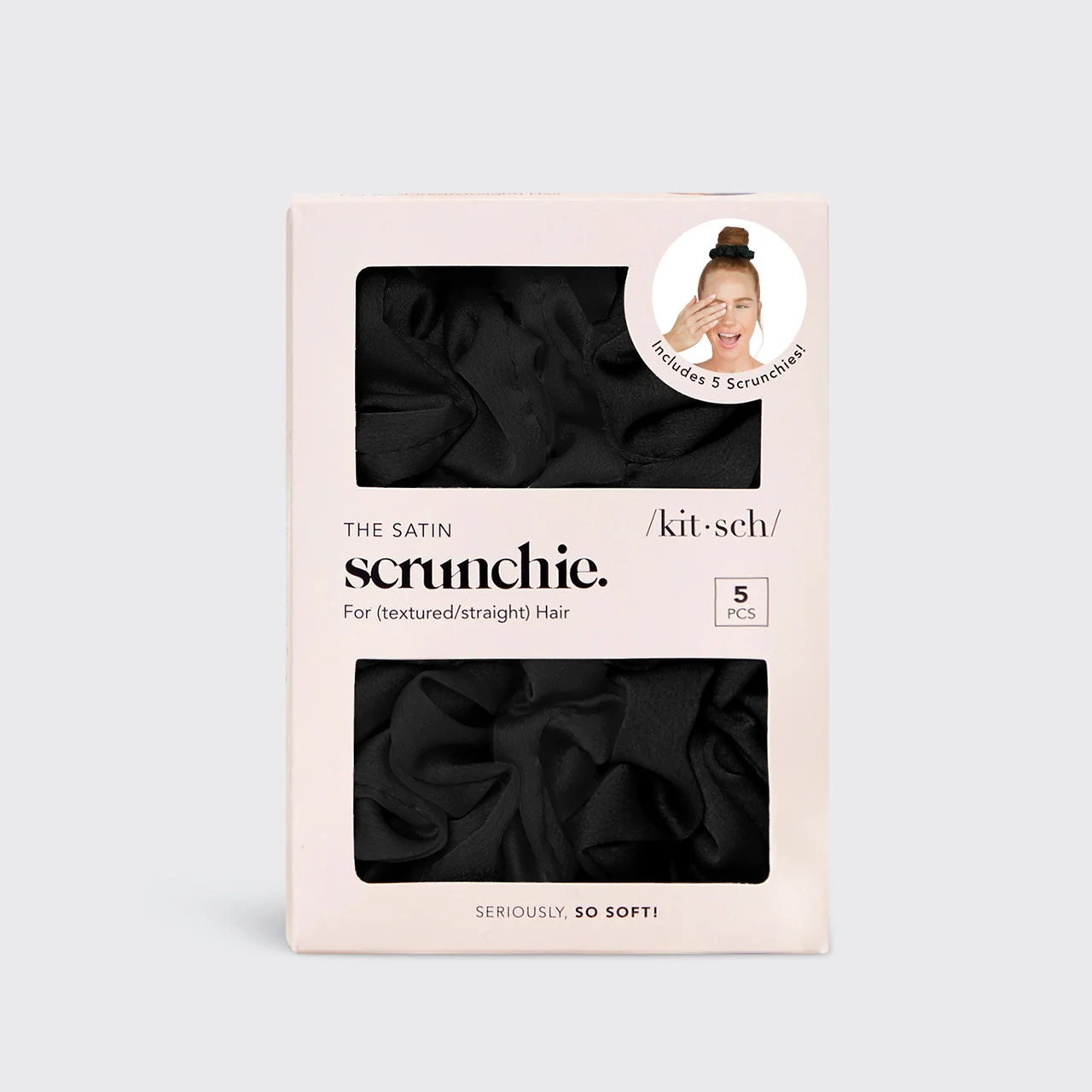 Kitsch Satin Sleep Scrunchies 5pc - Black - Image 5
