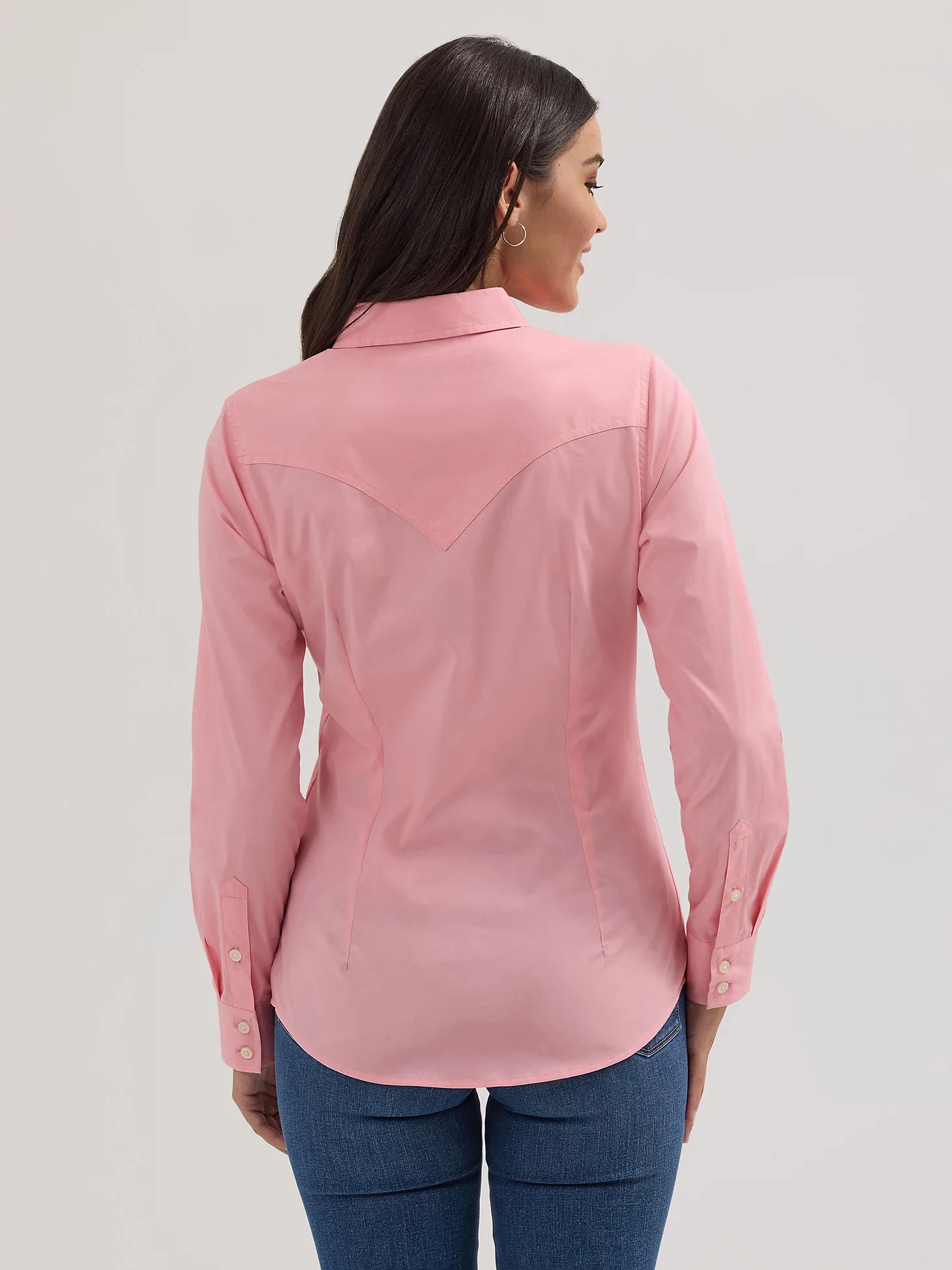 WOMEN'S WRANGLER WESTERN BUTTON DOWN SHIRT IN PEONY - Image 6