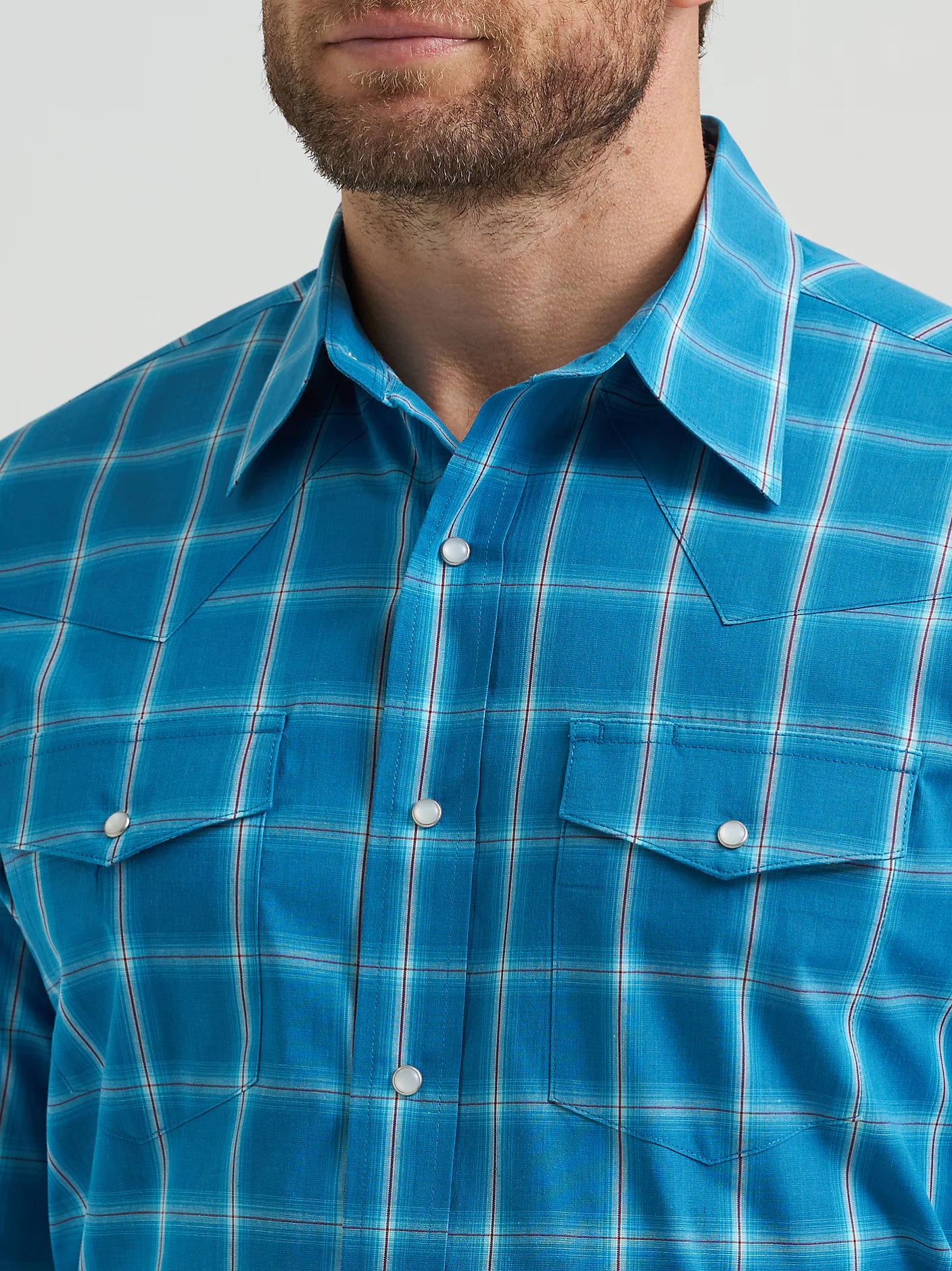 Men's Wrangler Wrinkle Resist Long Sleeve Western Snap Plaid Shirt - Image 4