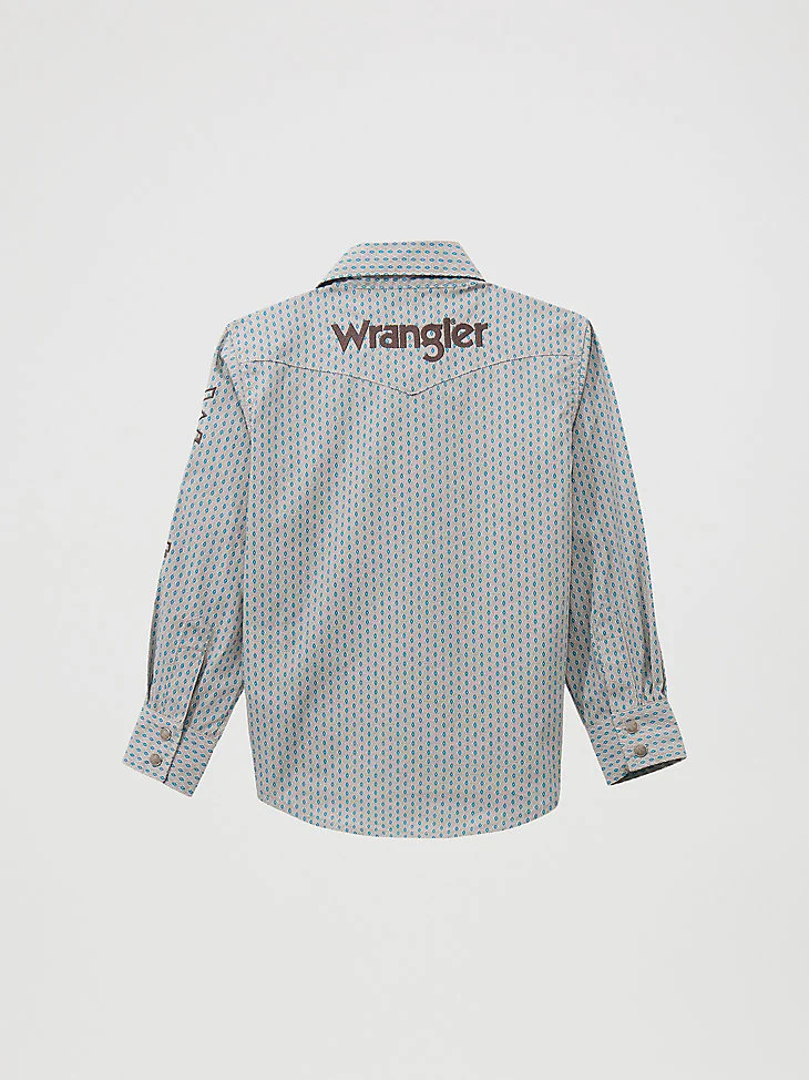 Boy's Wrangler Logo Long Sleeve Western Snap Shirt - Image 2
