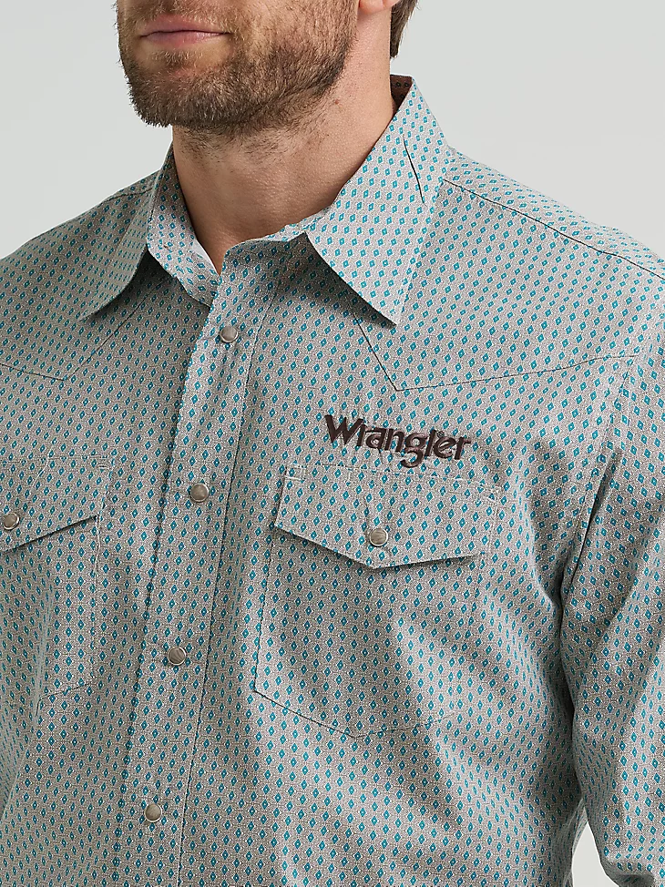 Men's Wrangler Logo Long Sleeve Western Snap Shirt - Image 6