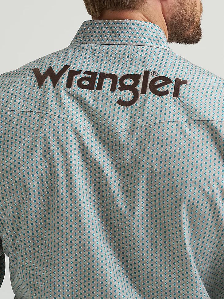 Men's Wrangler Logo Long Sleeve Western Snap Shirt - Image 8