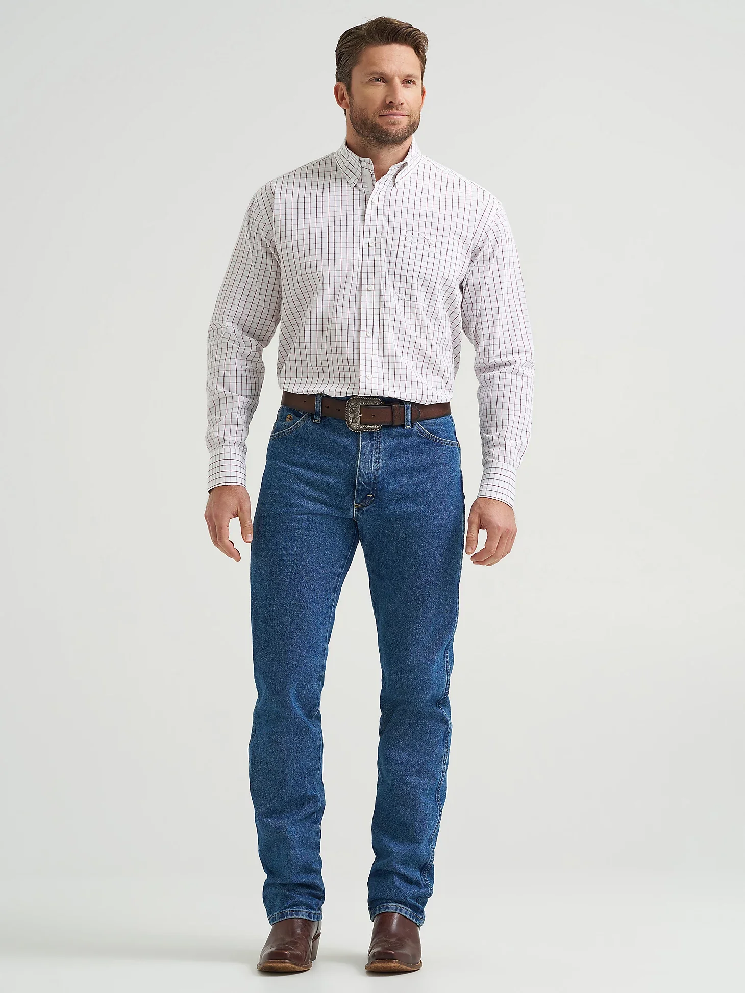 Men's Wrangler George Strait Long Sleeve Button Down One Pocket Shirt - Image 2