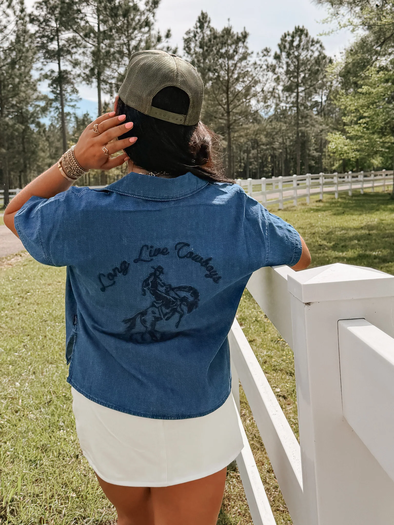 Wrangler Embroidered Denim Camp Shirt - Image 3