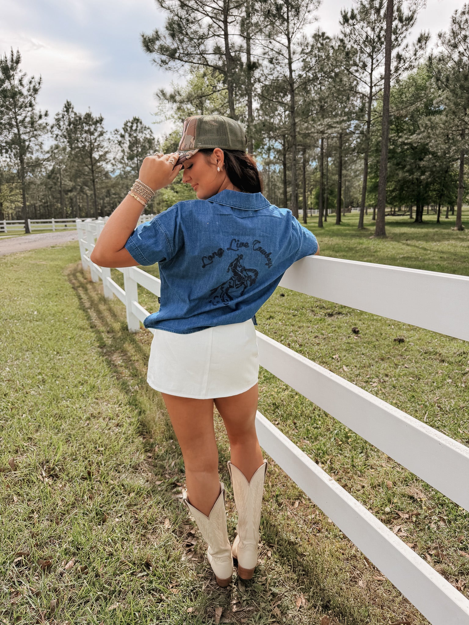Wrangler Embroidered Denim Camp Shirt - Image 6
