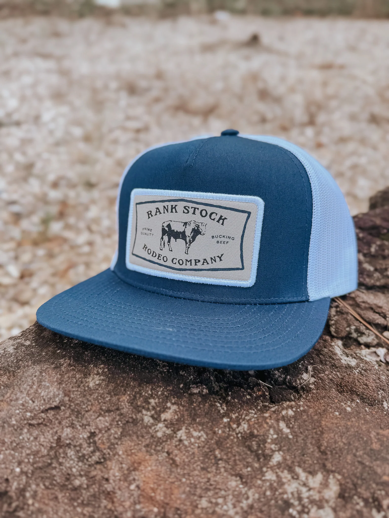 Hooey "Rank Stock" Hat Navy/White w/Grey/White Patch - Image 2