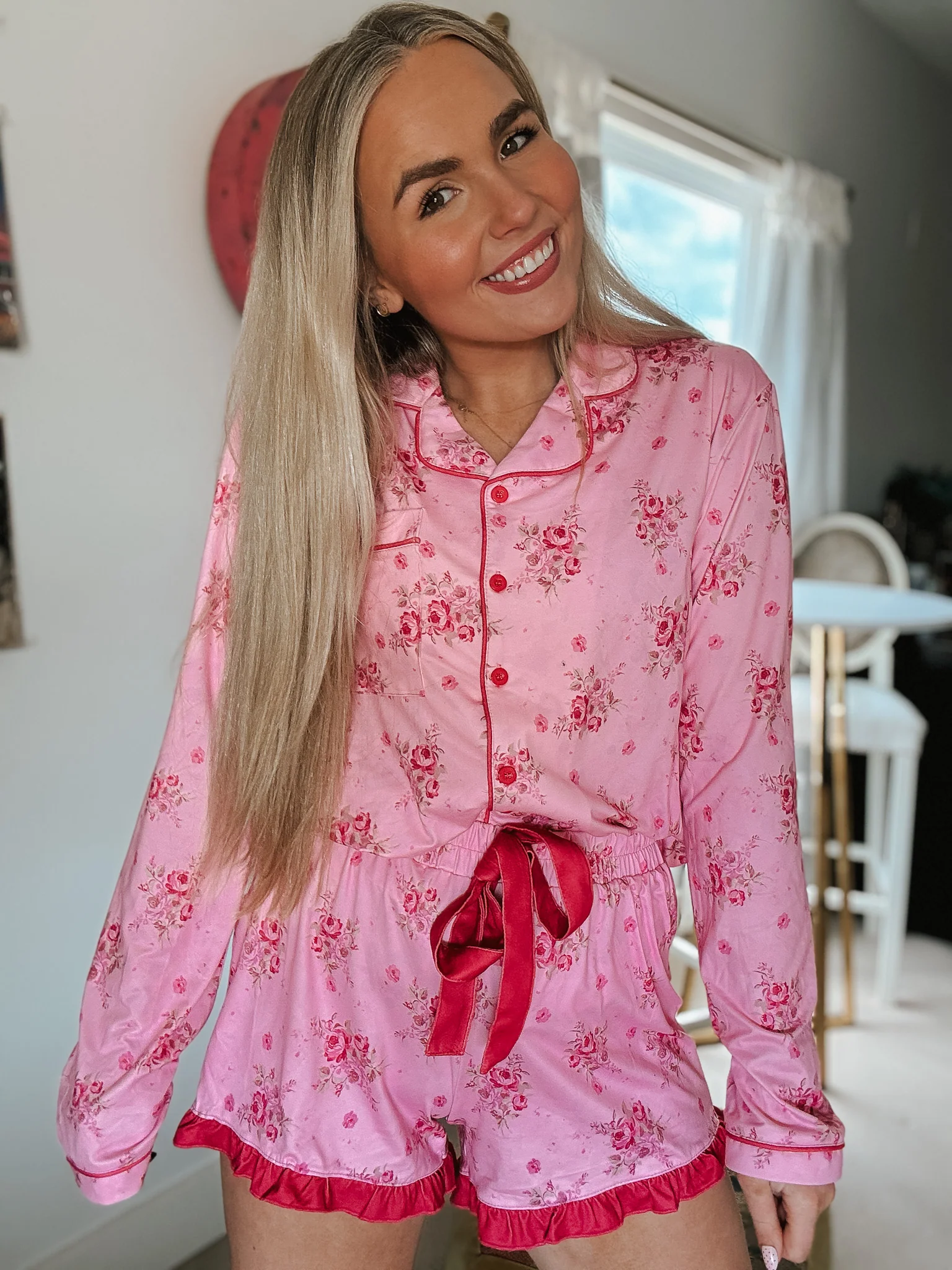 Blushing Blooms Ruffle Pajama Set - Image 5