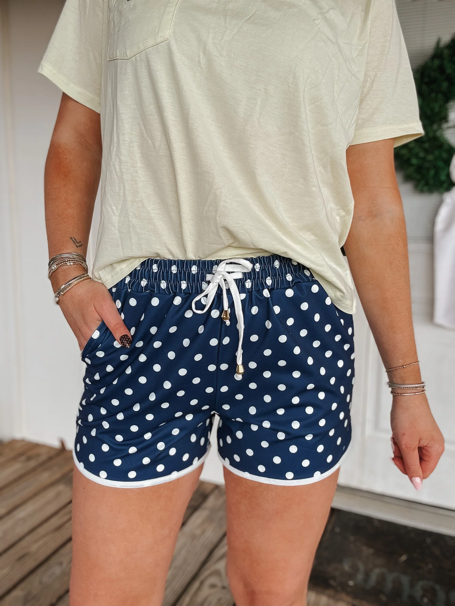After Dark Polka Dot Everyday Shorts in Navy - Image 3