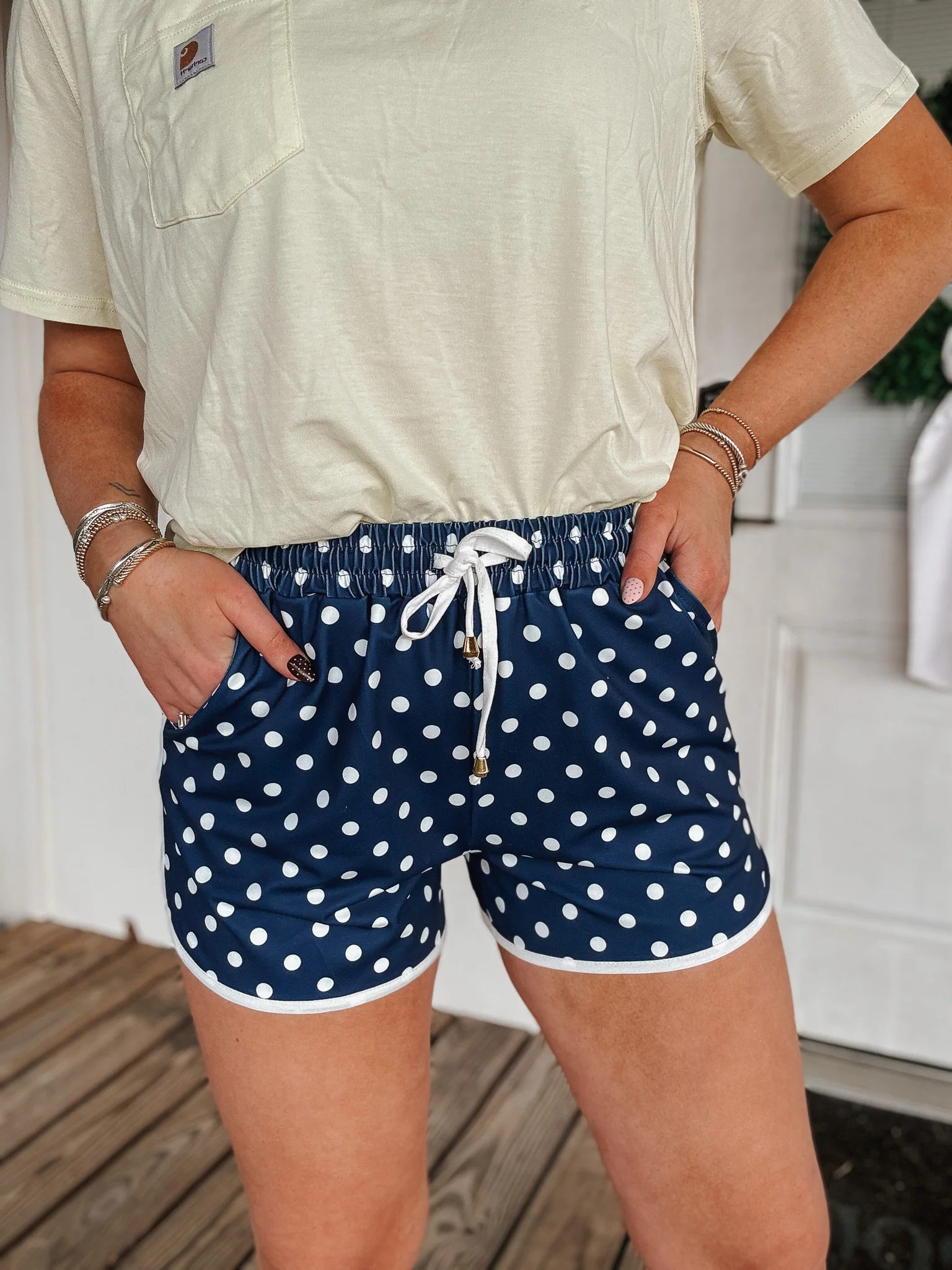 After Dark Polka Dot Everyday Shorts in Navy - Image 4