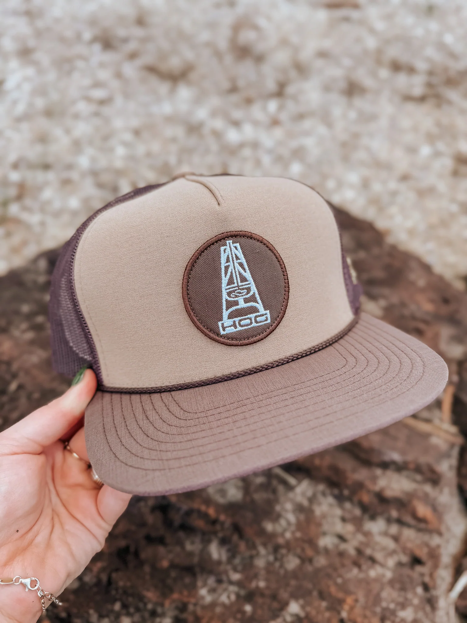 Hooey "Rose" HOG Hat Tan/Brown w/Black & White Patch - Image 2