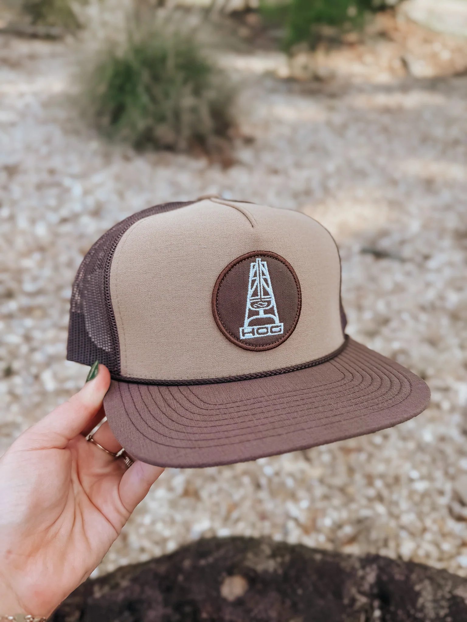 Hooey "Rose" HOG Hat Tan/Brown w/Black & White Patch - Image 4