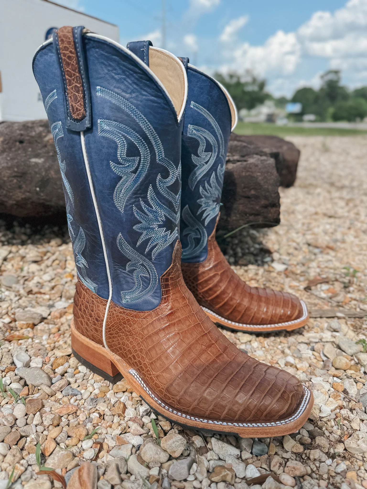 Men's Anderson Bean BC Exclusive Caiman Belly Oak/Blue Boots - Image 11