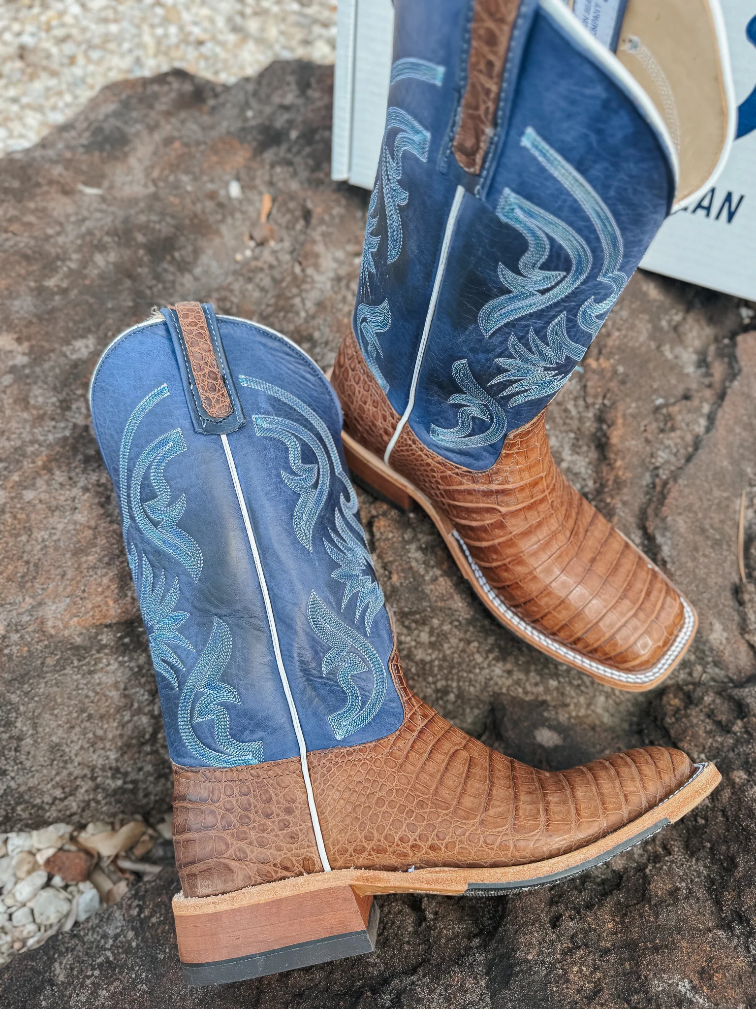 Men's Anderson Bean BC Exclusive Caiman Belly Oak/Blue Boots - Image 2