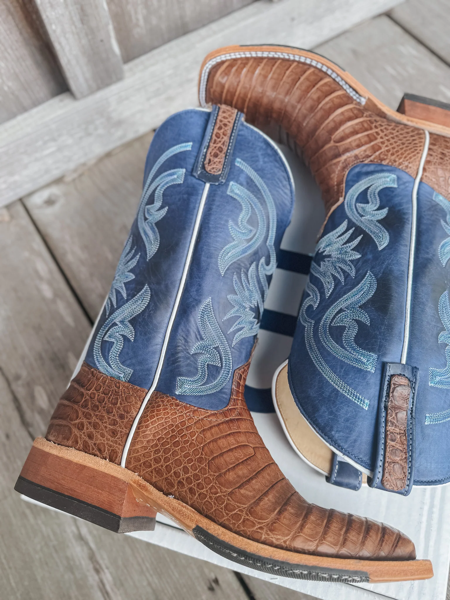 Men's Anderson Bean BC Exclusive Caiman Belly Oak/Blue Boots - Image 4