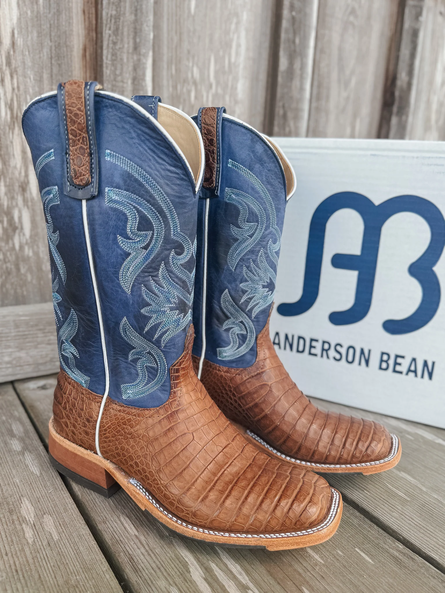 Men's Anderson Bean BC Exclusive Caiman Belly Oak/Blue Boots - Image 5