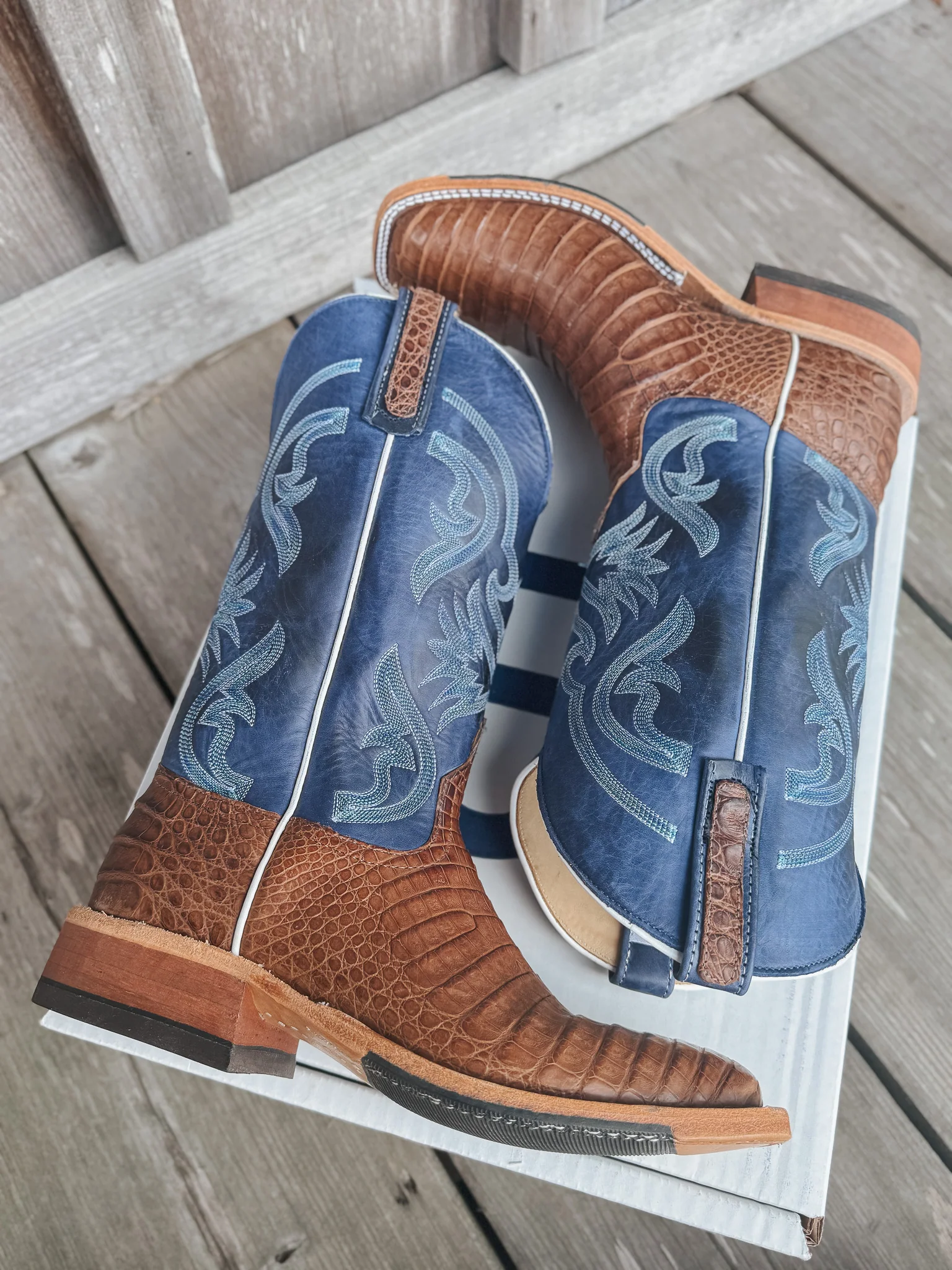Men's Anderson Bean BC Exclusive Caiman Belly Oak/Blue Boots - Image 6