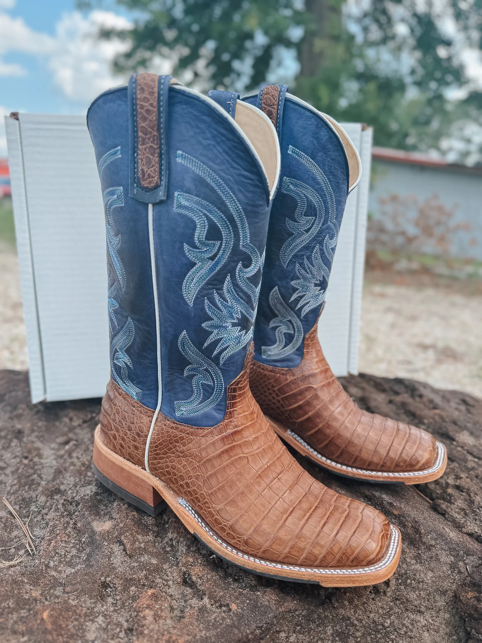 Men's Anderson Bean BC Exclusive Caiman Belly Oak/Blue Boots - Image 7