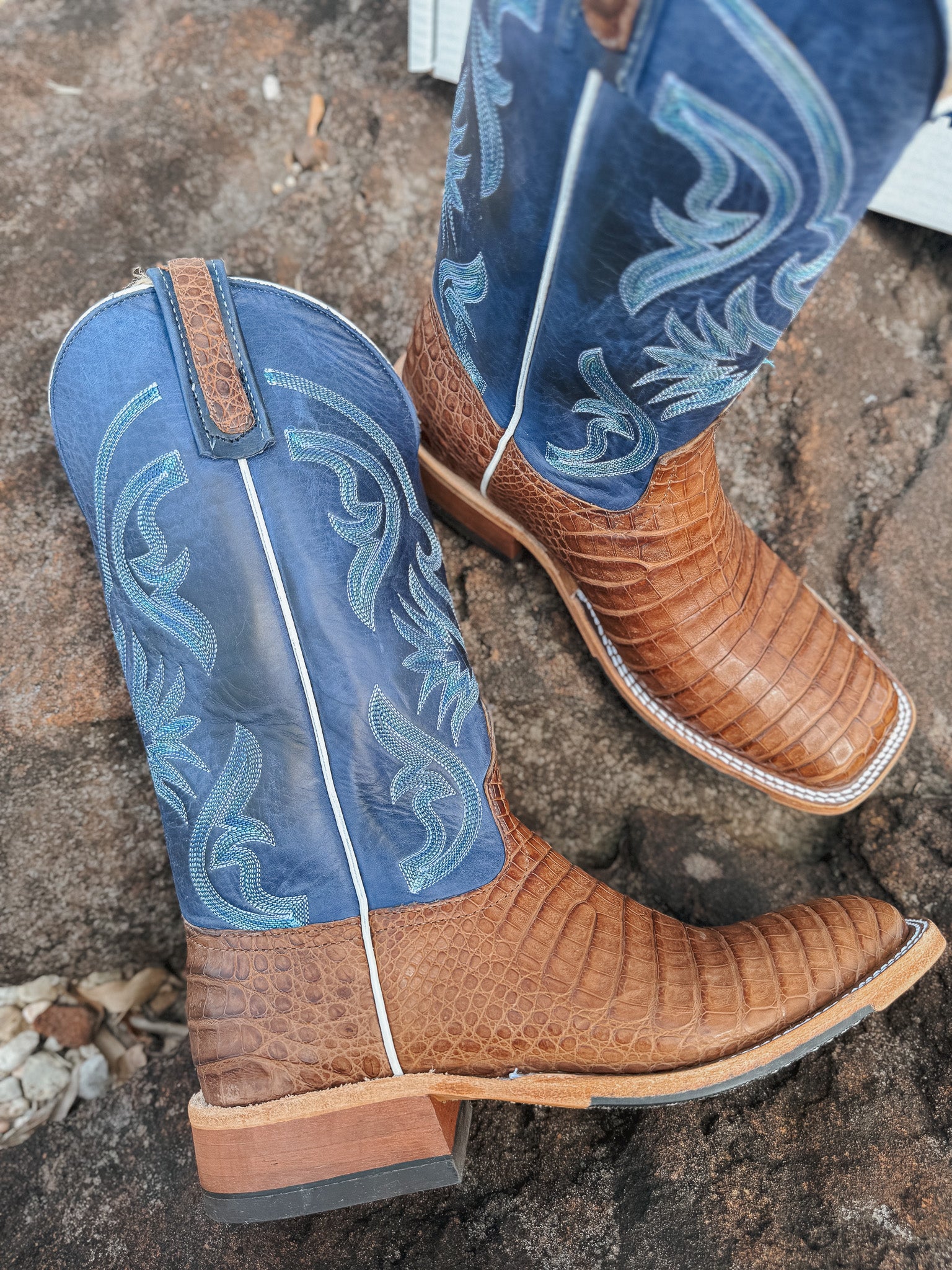 Men's Anderson Bean BC Exclusive Caiman Belly Oak/Blue Boots - Image 8