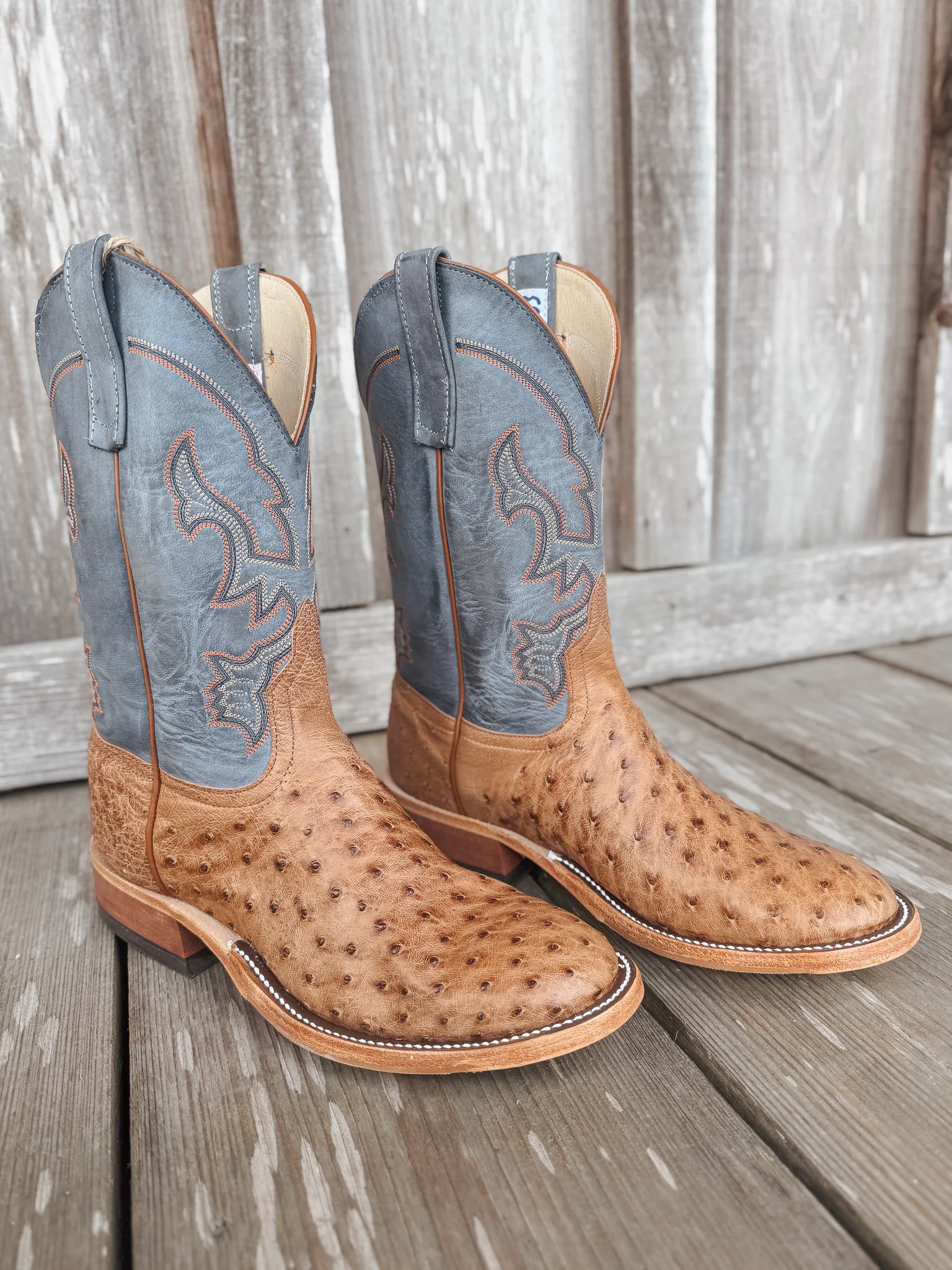 Men's Anderson Bean BC Exclusive Blue Aged Brandy Ostrich Boot - Image 3