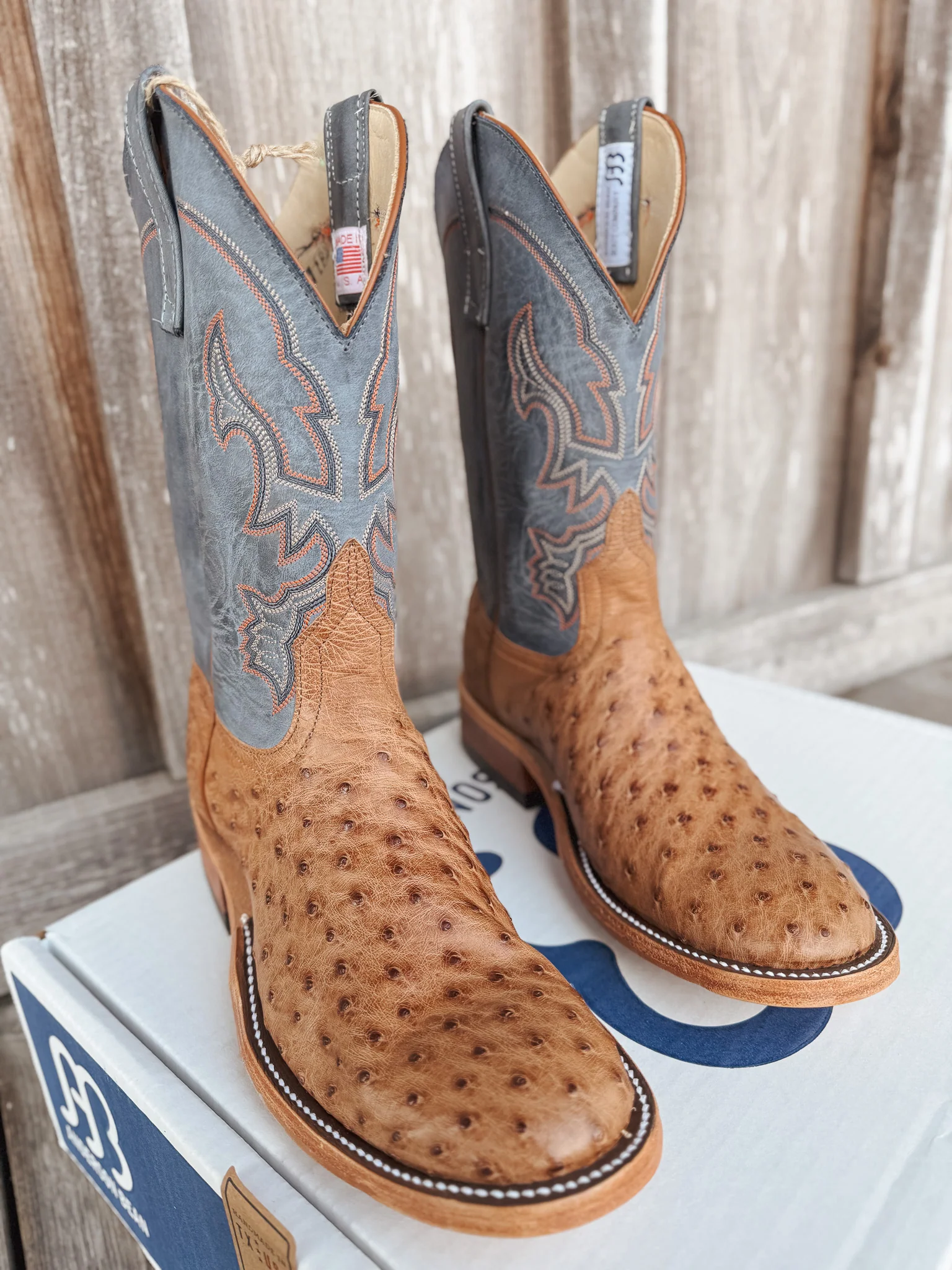 Men's Anderson Bean BC Exclusive Blue Aged Brandy Ostrich Boot - Image 7