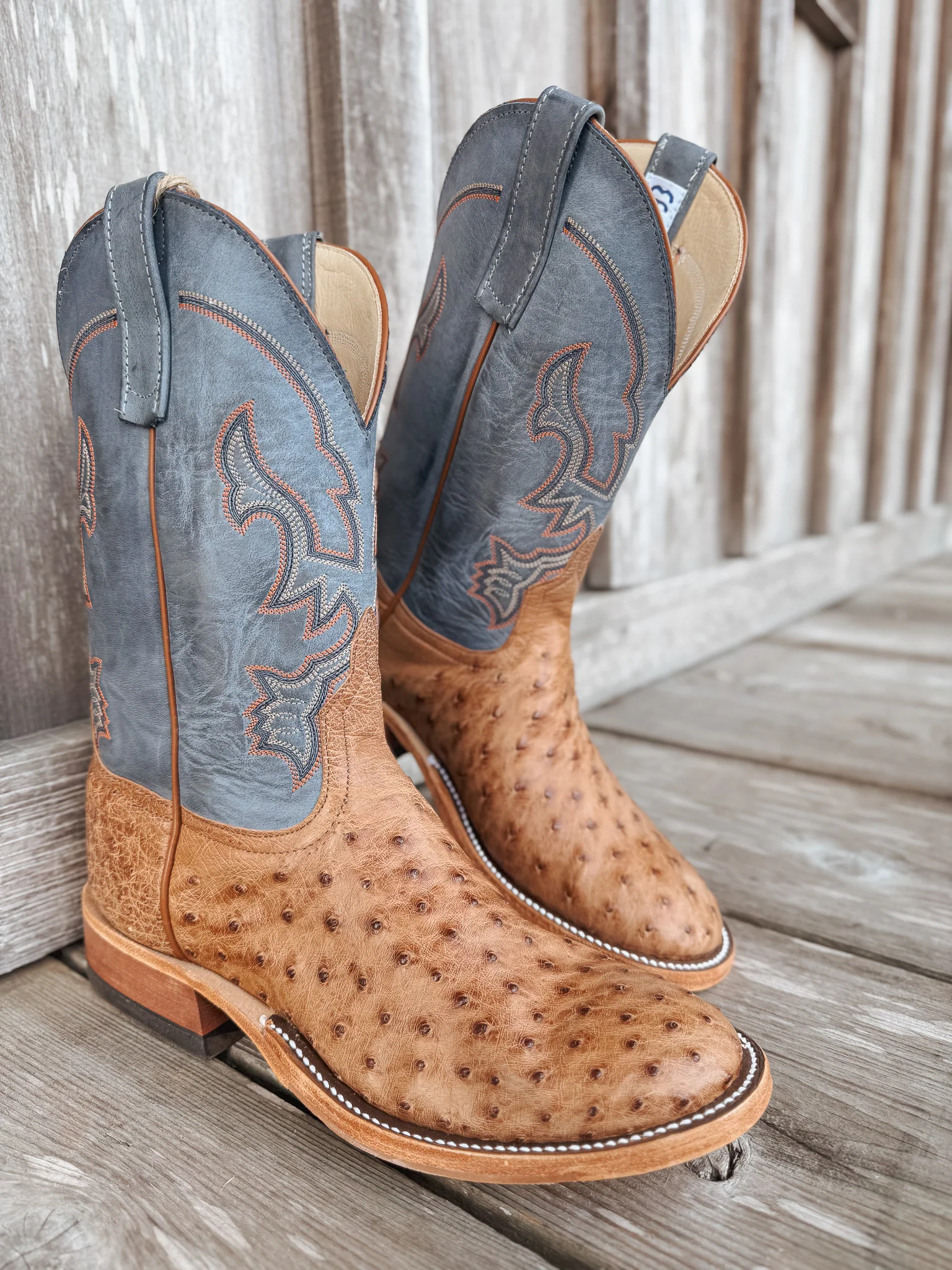 Men's Anderson Bean BC Exclusive Blue Aged Brandy Ostrich Boot - Image 8