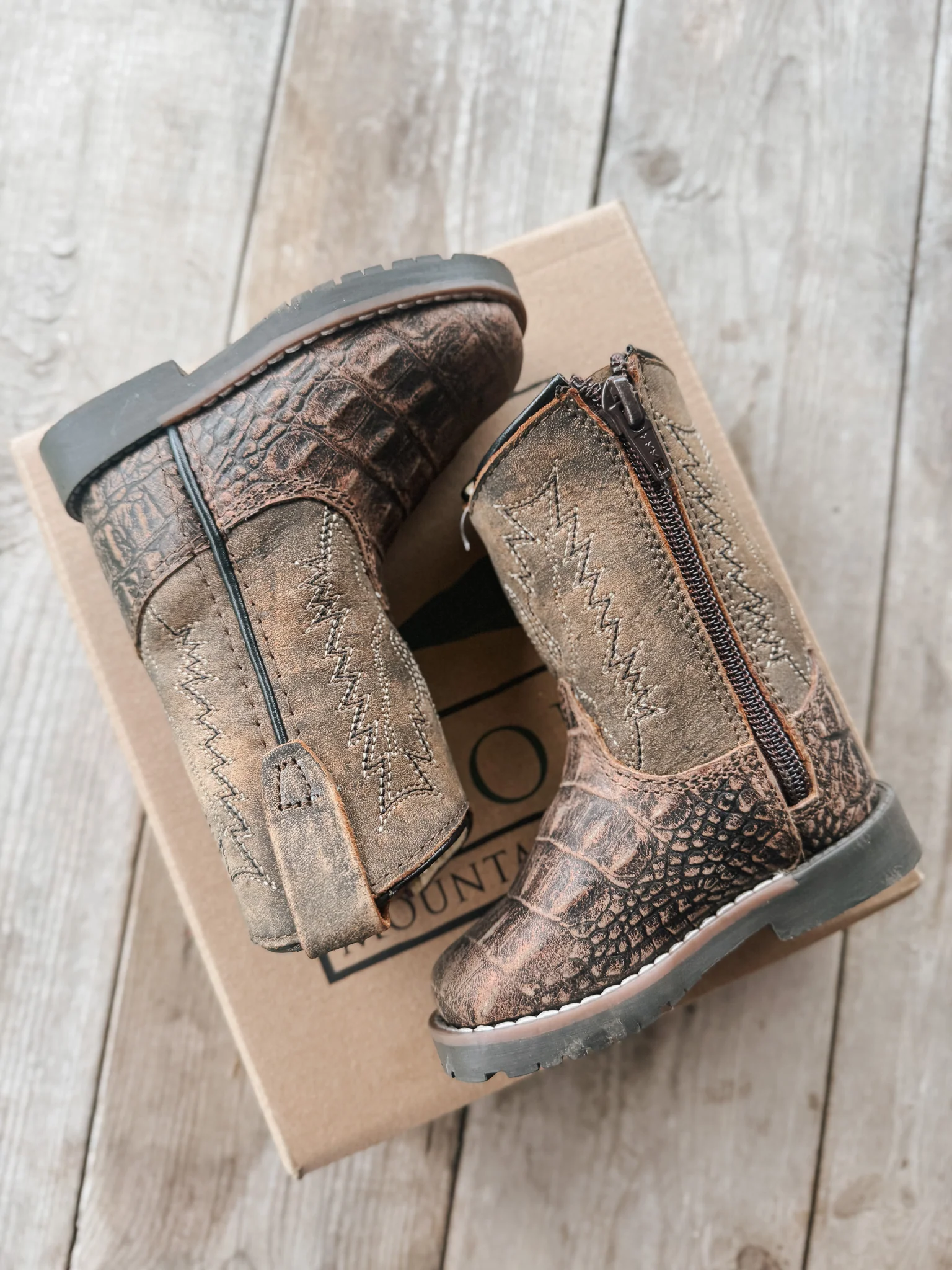Little Kid's Smoky Mountain Brown Gator Boot - Image 4