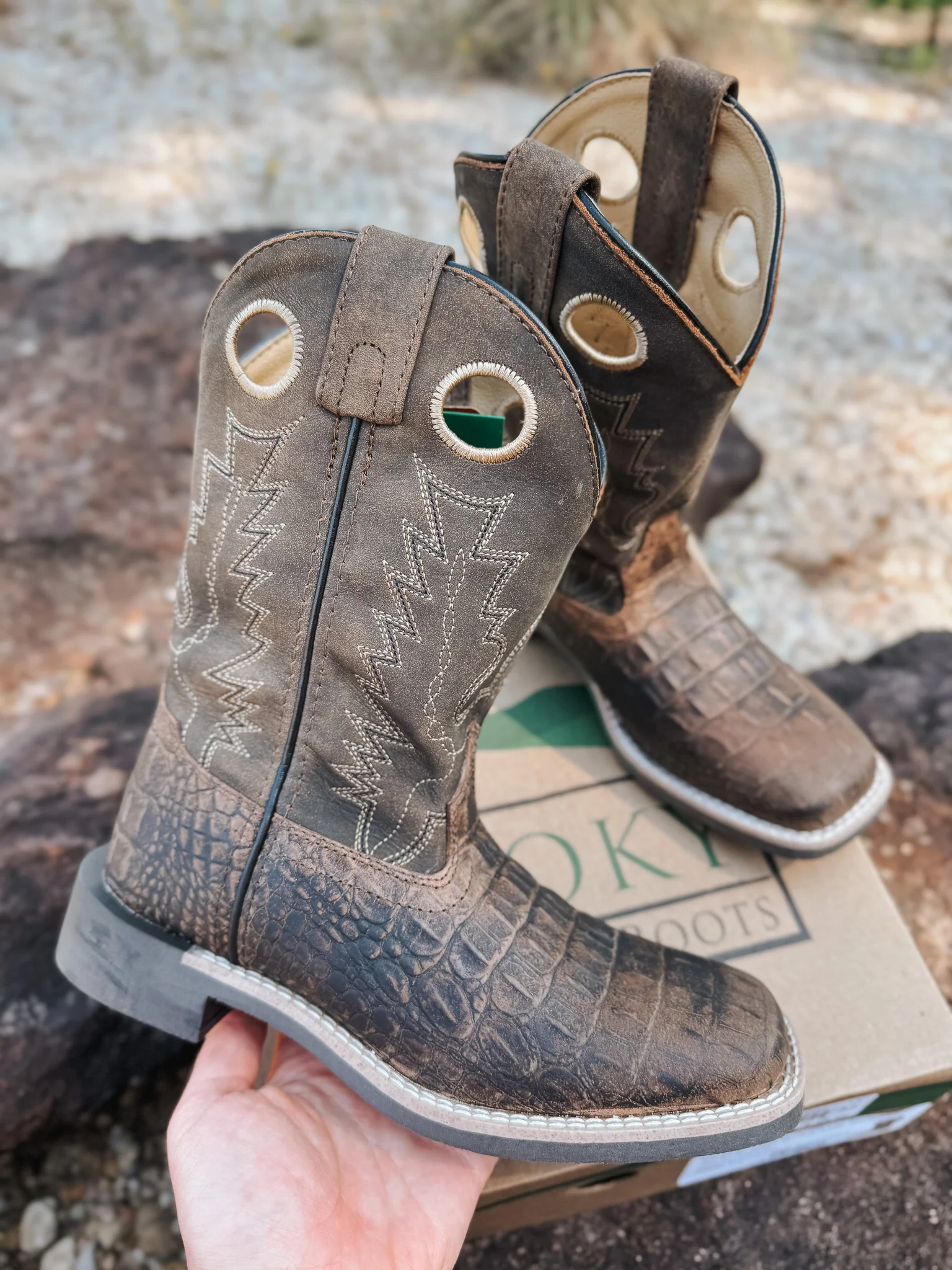 Little Kid's Smoky Mountain Brown Gator Boot - Image 8