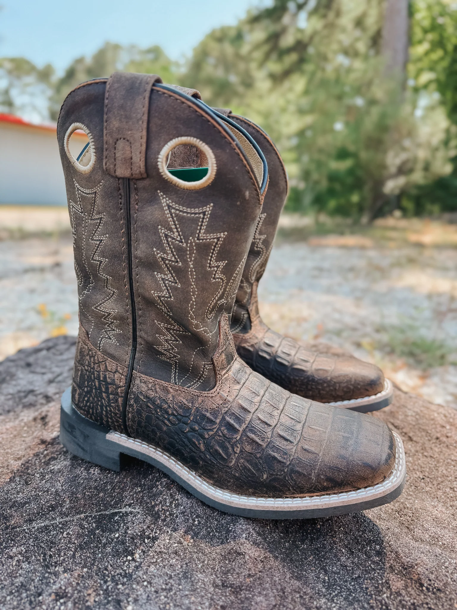 Big Kid's Smoky Mountain Brown Gator Boot - Image 2