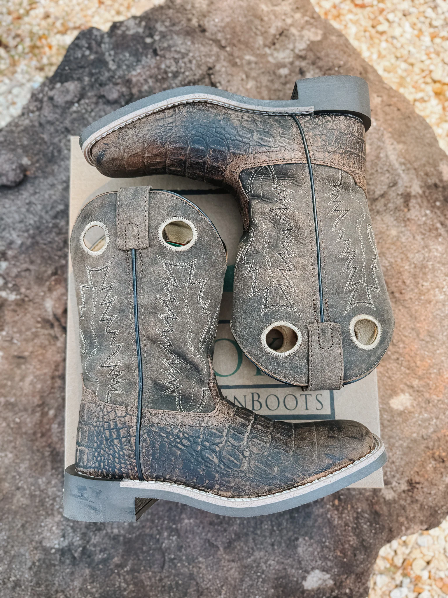 Big Kid's Smoky Mountain Brown Gator Boot - Image 5