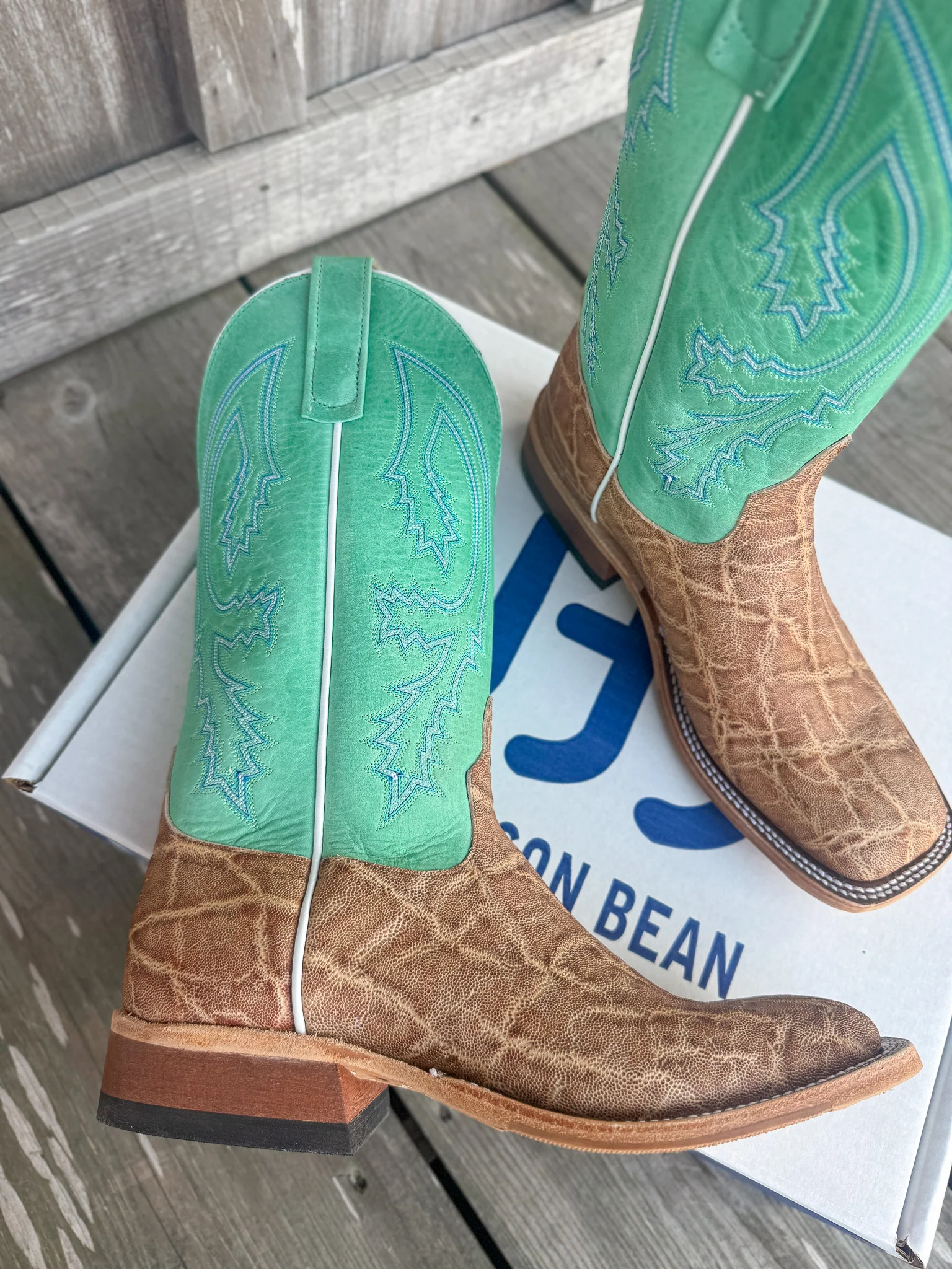 Men's Anderson Bean BC Exclusive Light Tan Elephant/Green Super Oil Boots - Image 3