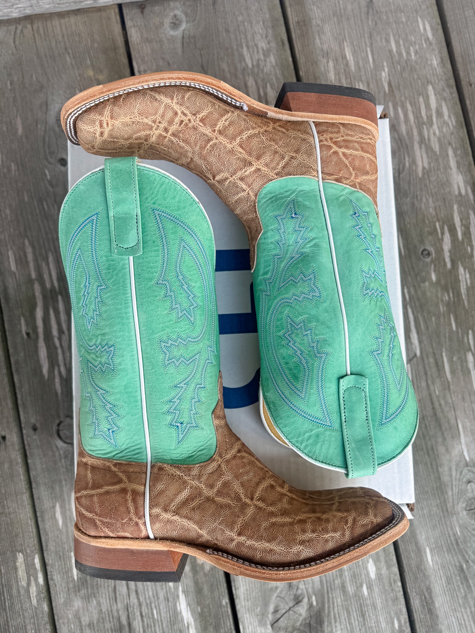 Men's Anderson Bean BC Exclusive Light Tan Elephant/Green Super Oil Boots - Image 4