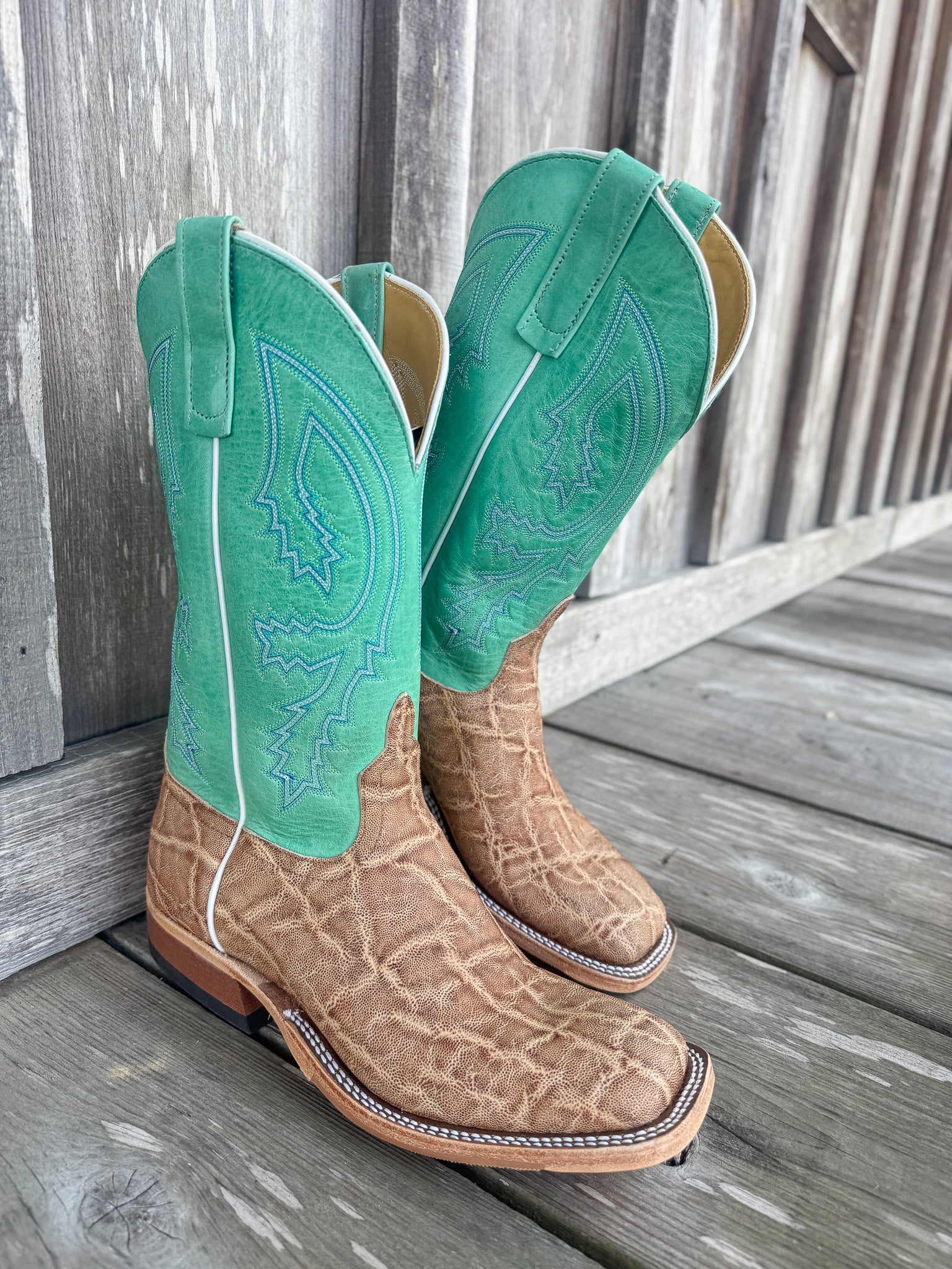 Men's Anderson Bean BC Exclusive Light Tan Elephant/Green Super Oil Boots - Image 5