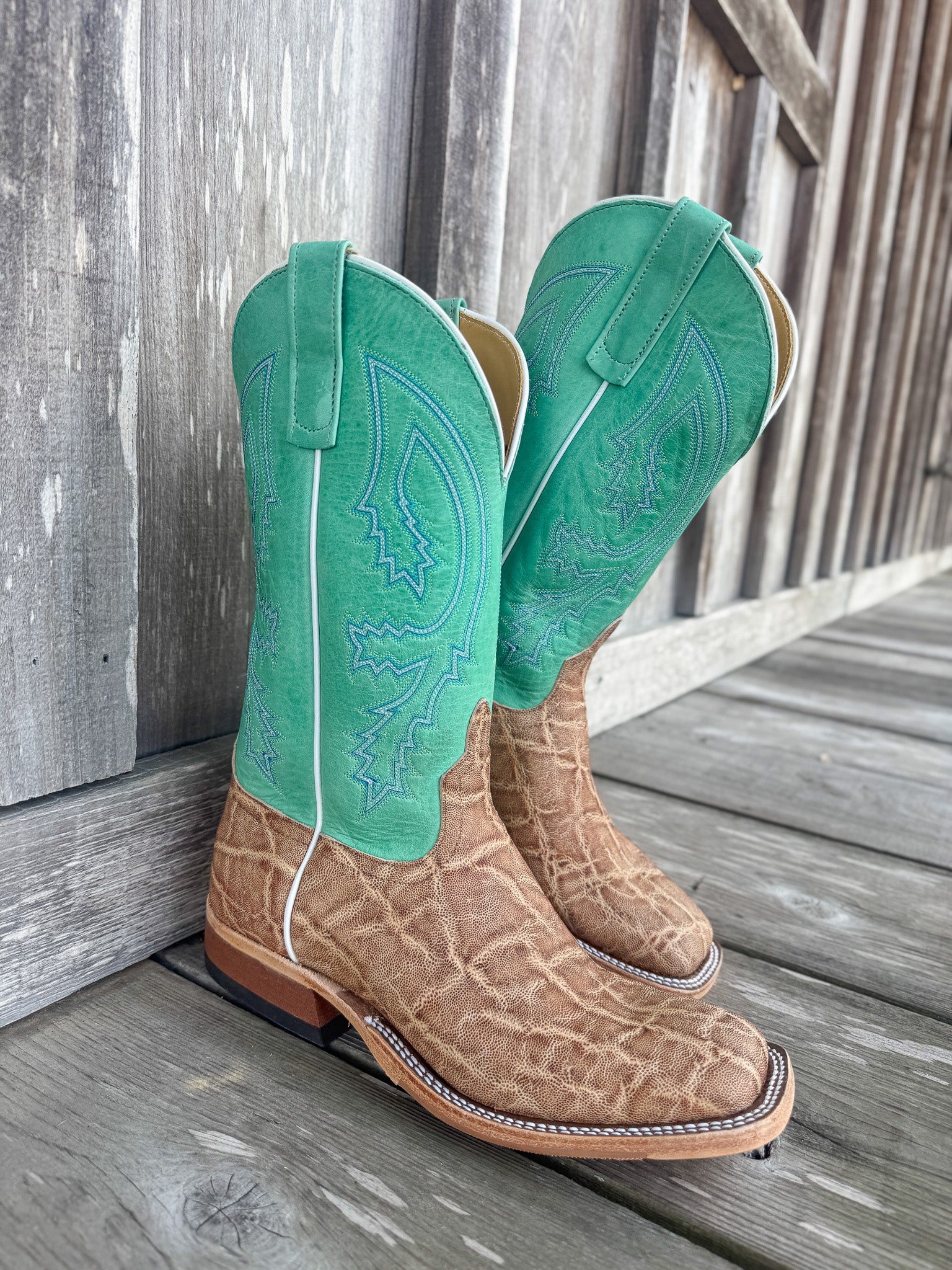 Men's Anderson Bean BC Exclusive Light Tan Elephant/Green Super Oil Boots - Image 6