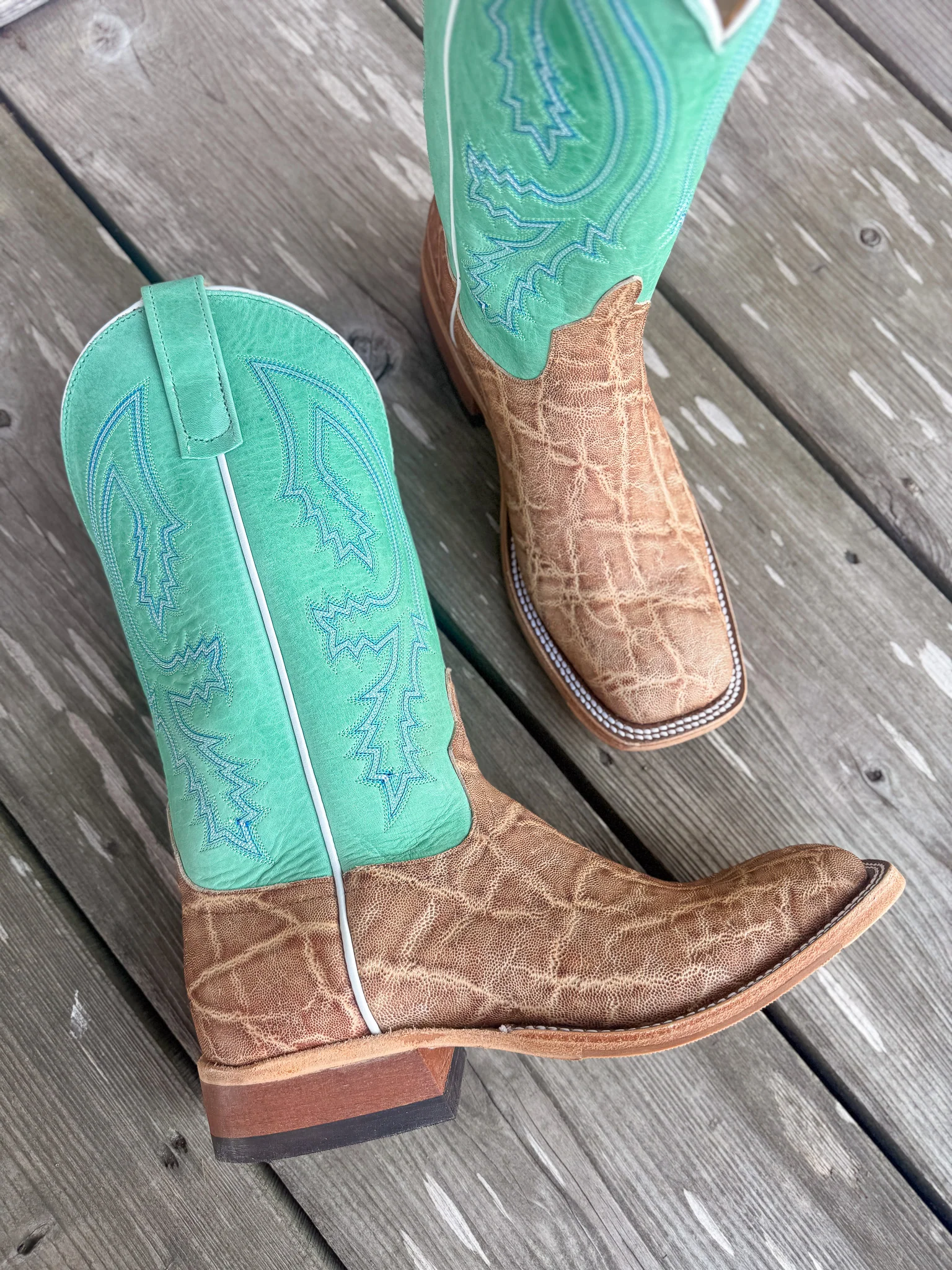 Men's Anderson Bean BC Exclusive Light Tan Elephant/Green Super Oil Boots - Image 7