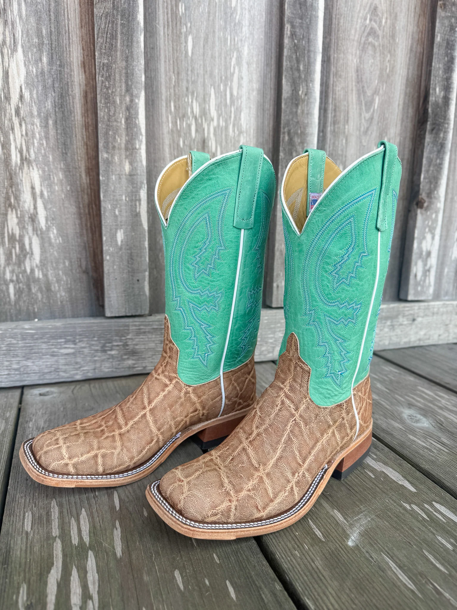 Men's Anderson Bean BC Exclusive Light Tan Elephant/Green Super Oil Boots - Image 8