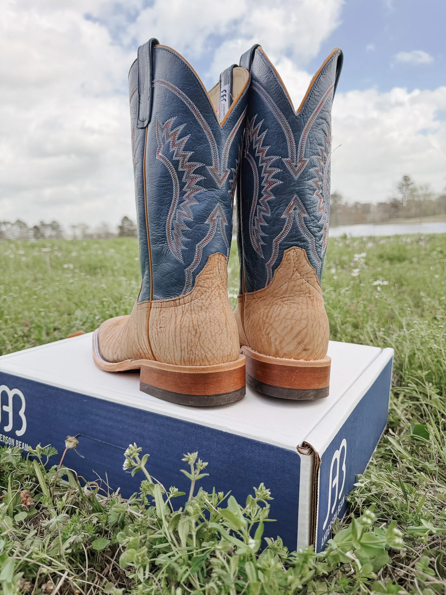 Men's Anderson Bean BC Exclusive Tan Washed Shoulder/Sky Blue Boots - Image 10