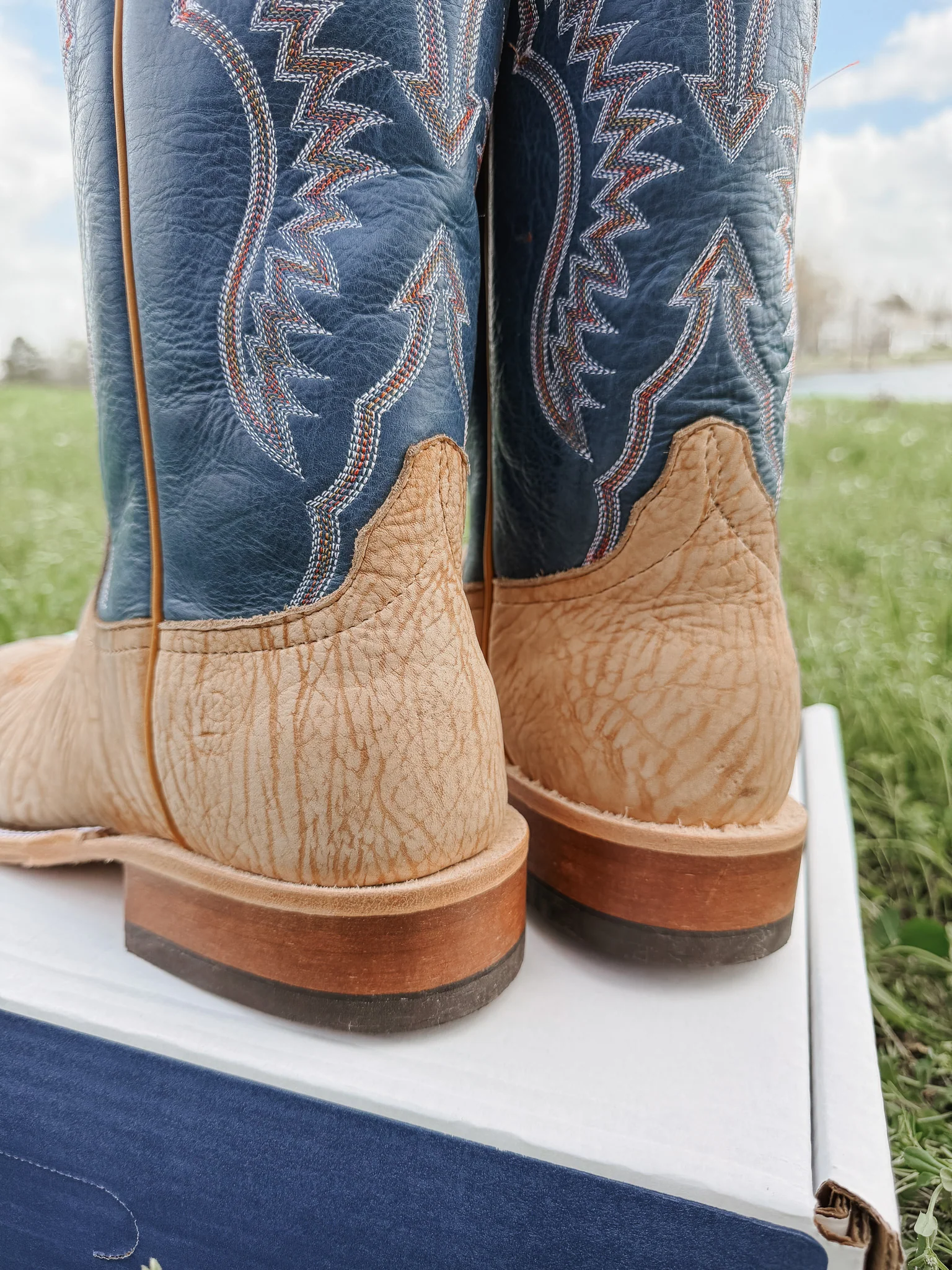 Men's Anderson Bean BC Exclusive Tan Washed Shoulder/Sky Blue Boots - Image 11