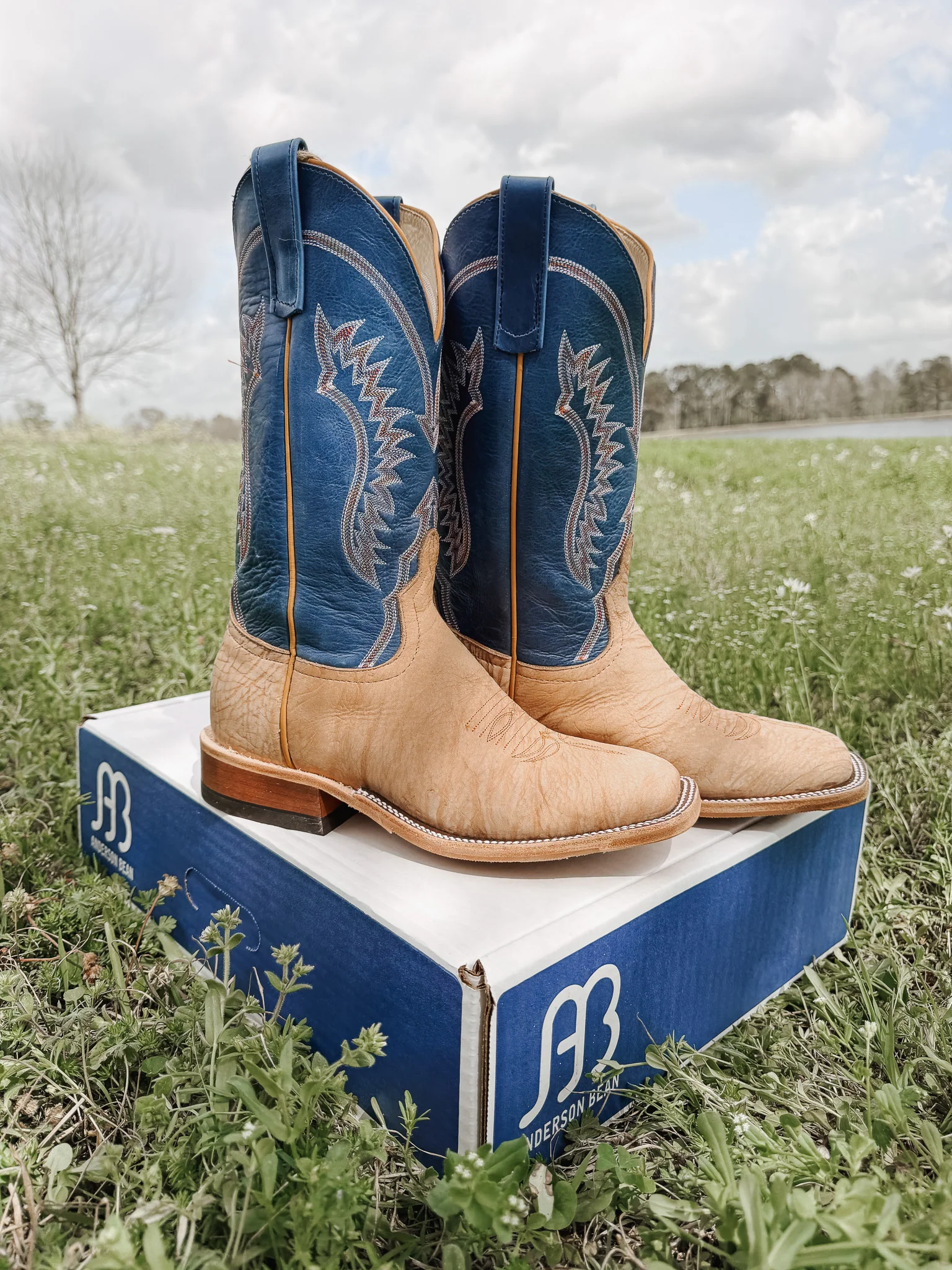 Men's Anderson Bean BC Exclusive Tan Washed Shoulder/Sky Blue Boots - Image 5