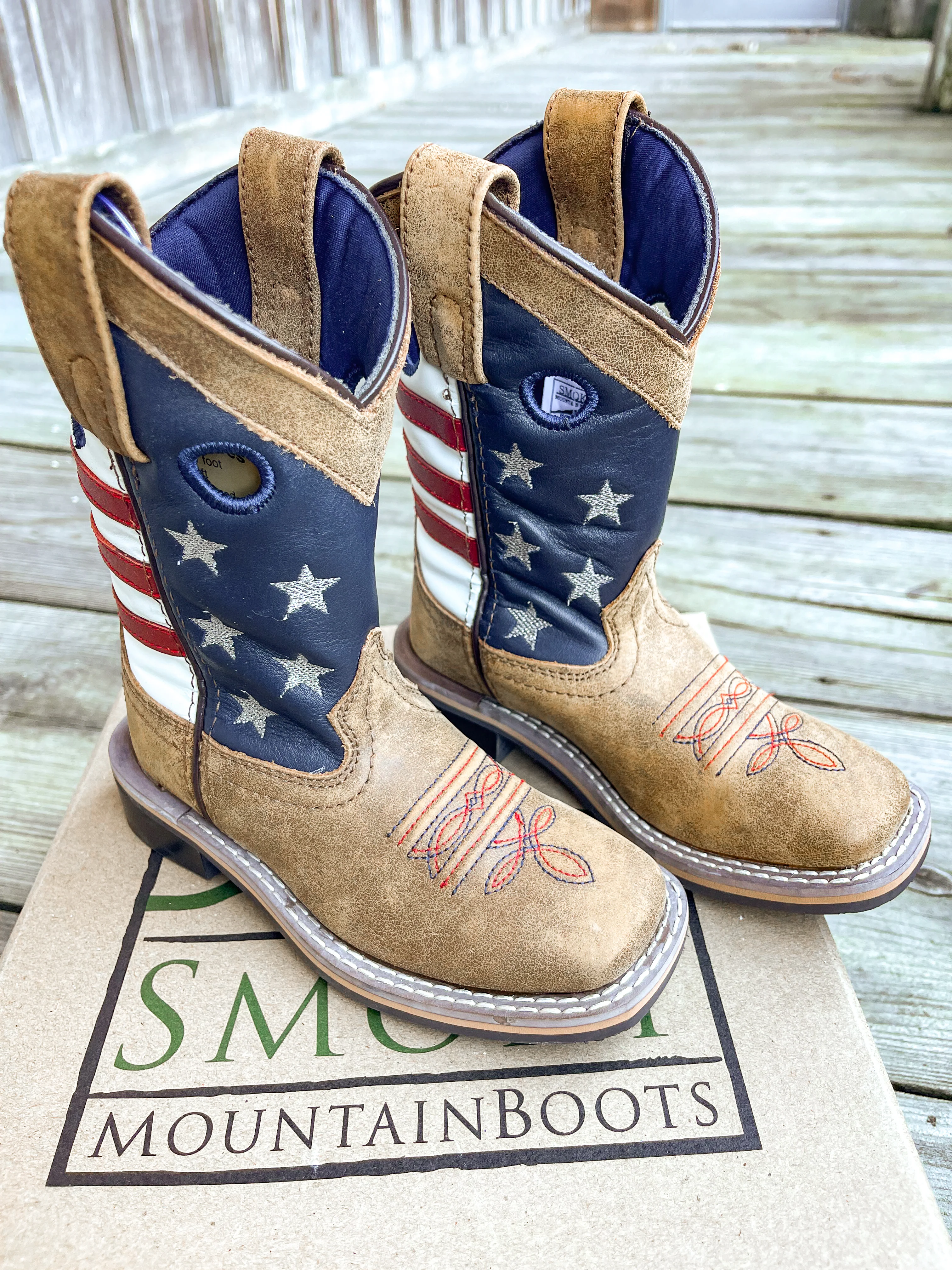 KID'S SMOKY MOUNTAIN STARS AND STRIPES SQUARE TOE BOOT - Image 2