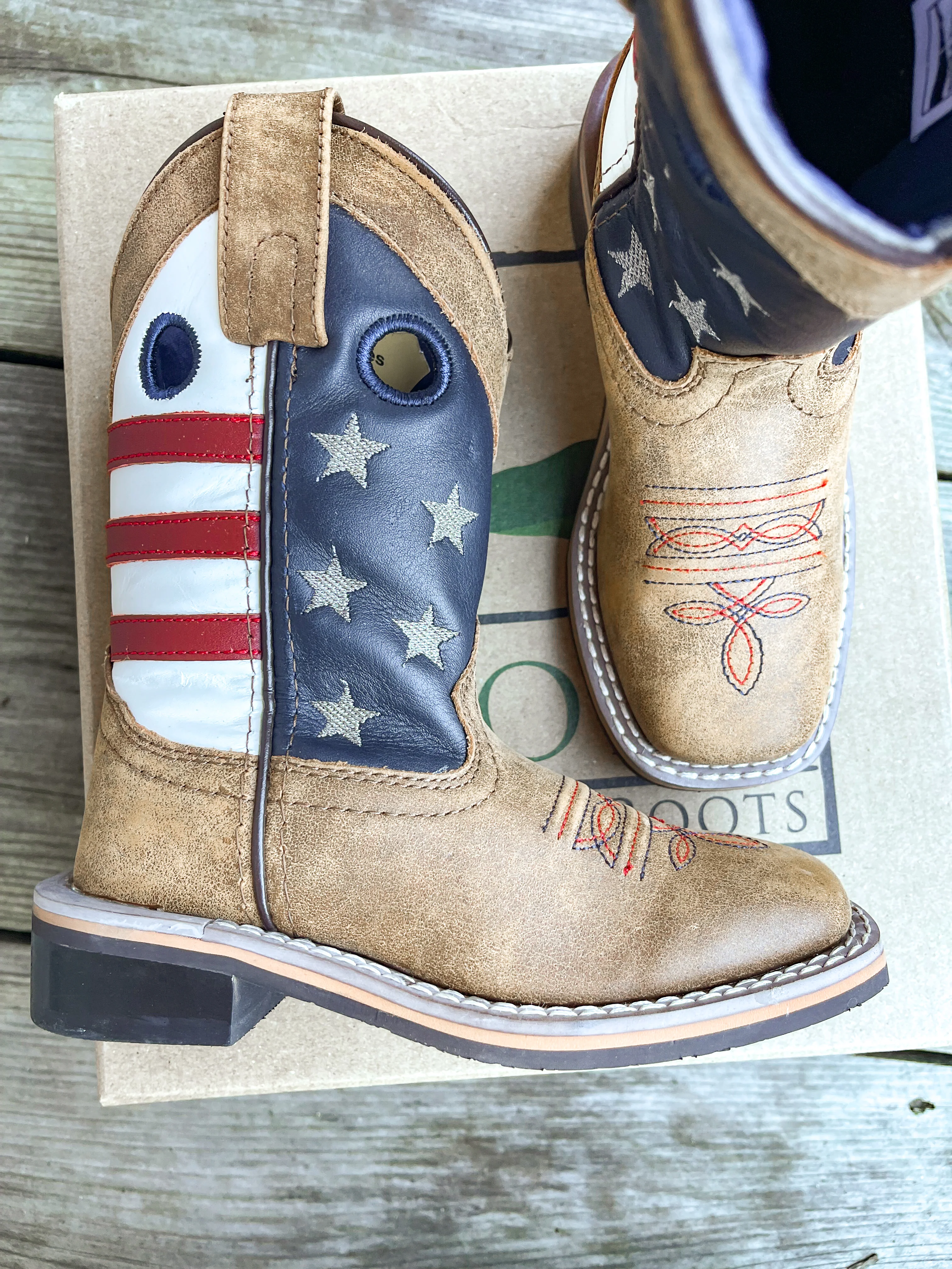 KID'S SMOKY MOUNTAIN STARS AND STRIPES SQUARE TOE BOOT - Image 3