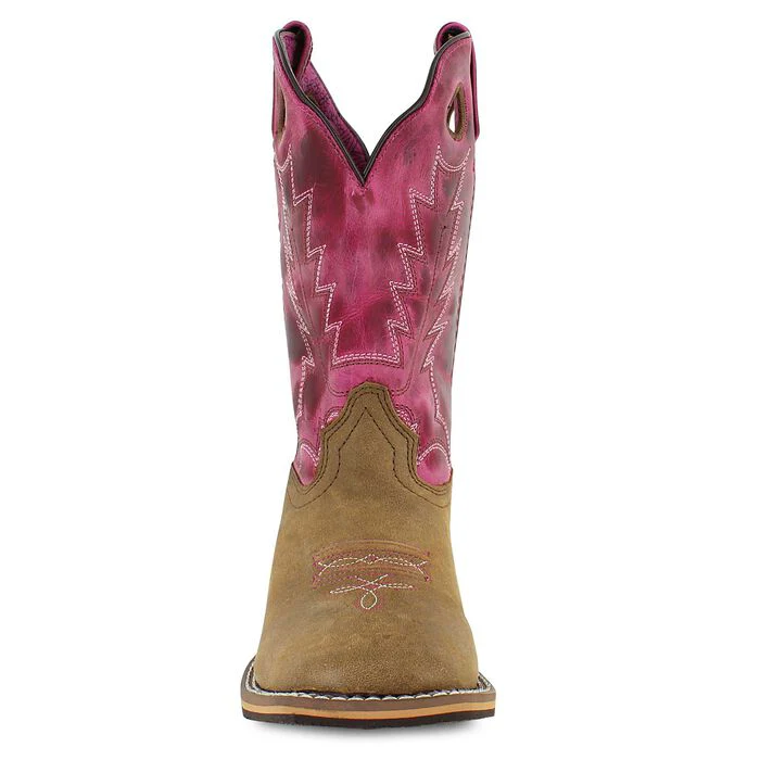 Girl's Smoky Mountain Vintage Brown and Pink Square Toe Boot - Image 10