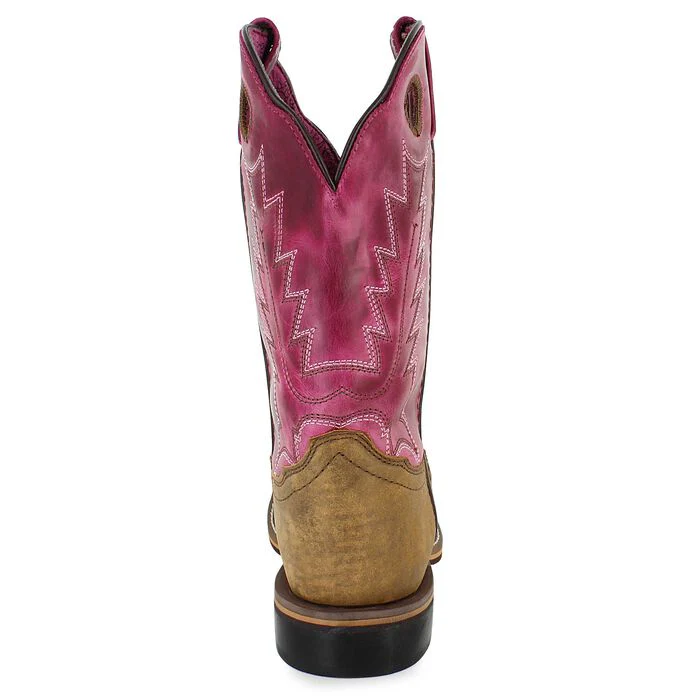 Girl's Smoky Mountain Vintage Brown and Pink Square Toe Boot - Image 11