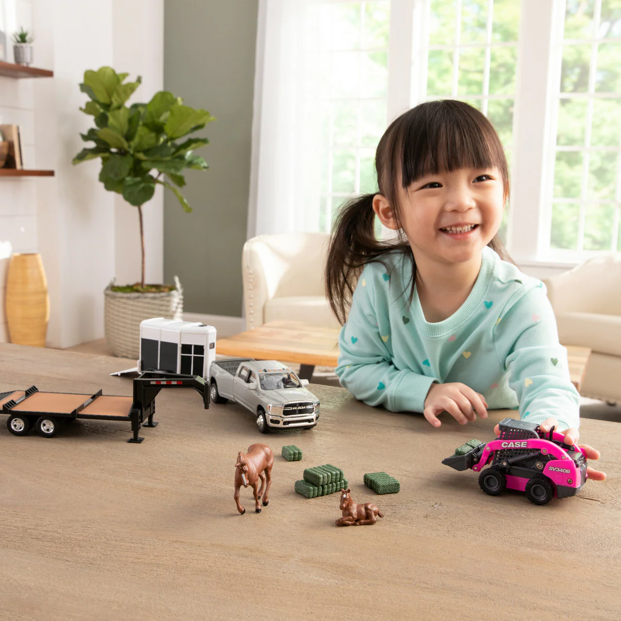 RAM Pickup Truck Toy with Case Construction SV340B Skid Steer, Trailers and Accessories - Image 3