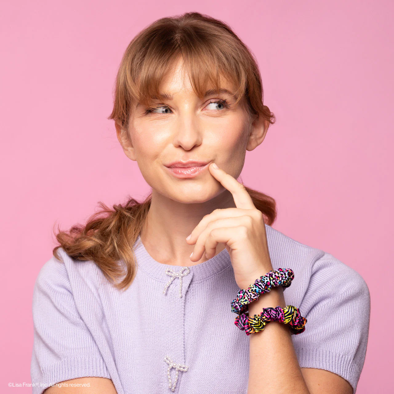 Lisa Frank X Kitsch Ruched Satin Scrunchies - Rainbow Leopard - Image 3
