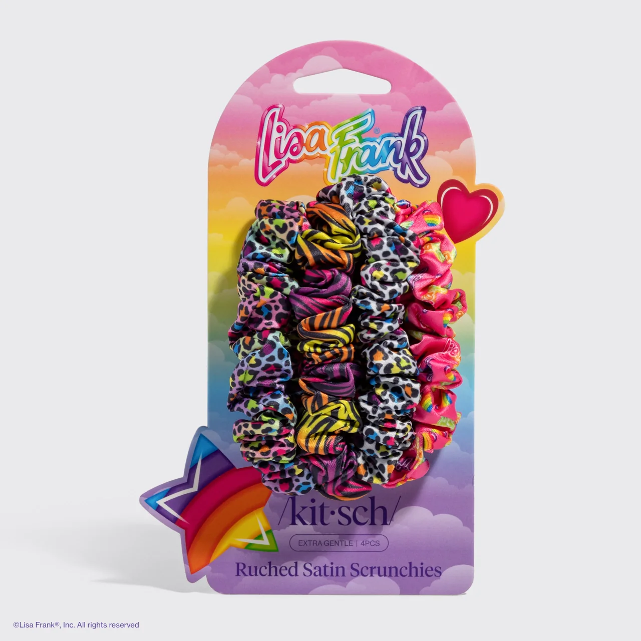 Lisa Frank X Kitsch Ruched Satin Scrunchies - Rainbow Leopard - Image 6