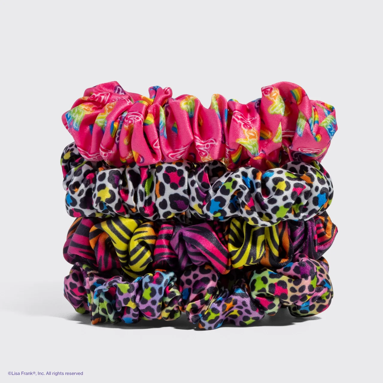 Lisa Frank X Kitsch Ruched Satin Scrunchies - Rainbow Leopard - Image 8