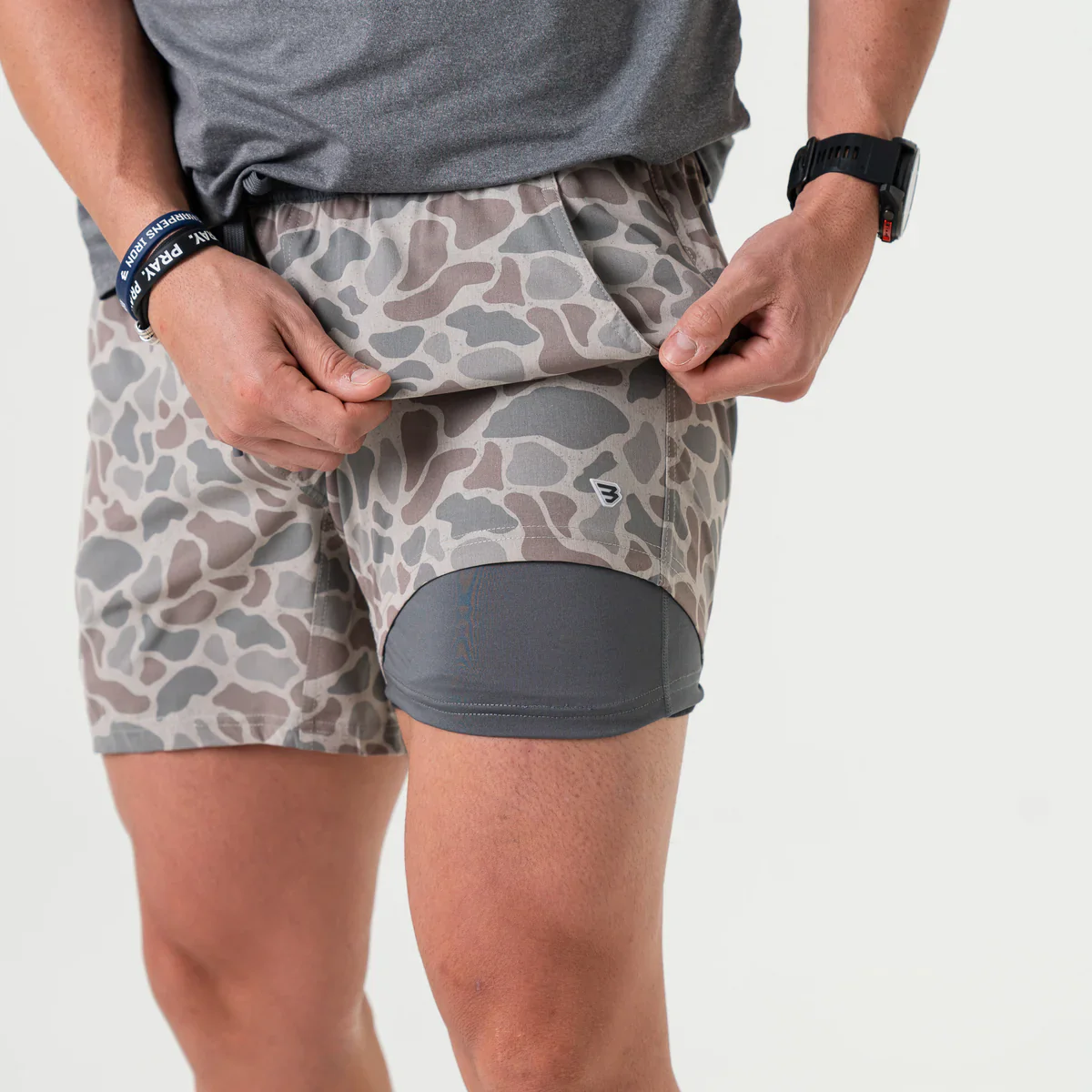 Men's Burlebo 5.5" Athletic Short - Classic Deer Camo - Grey Liner - Image 3