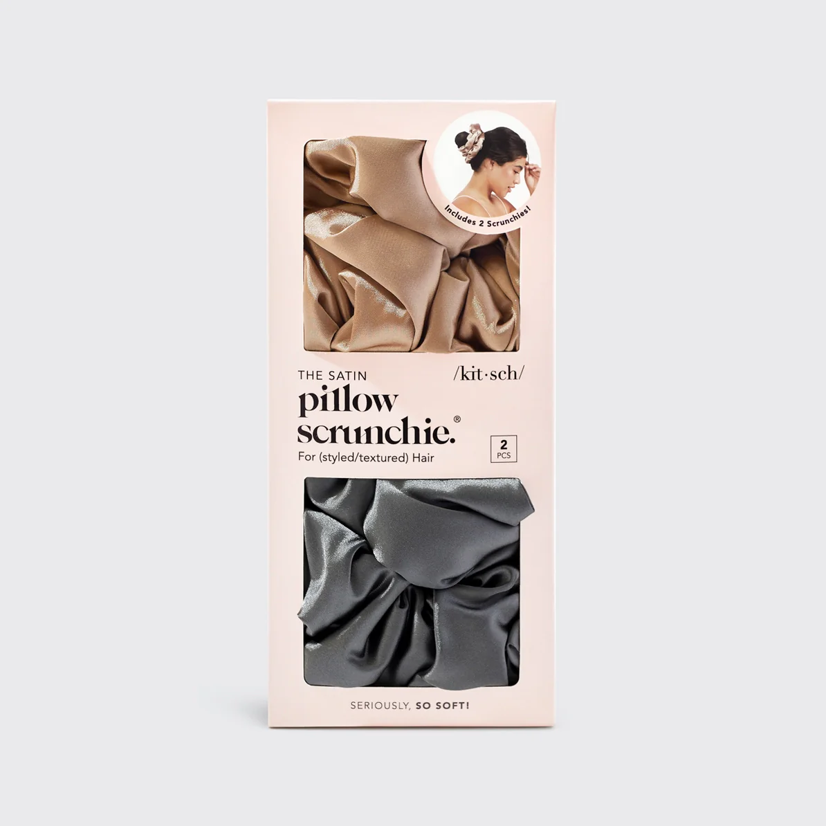 Kitsch Satin Sleep Pillow Scrunchies - Charcoal Gold - Image 4