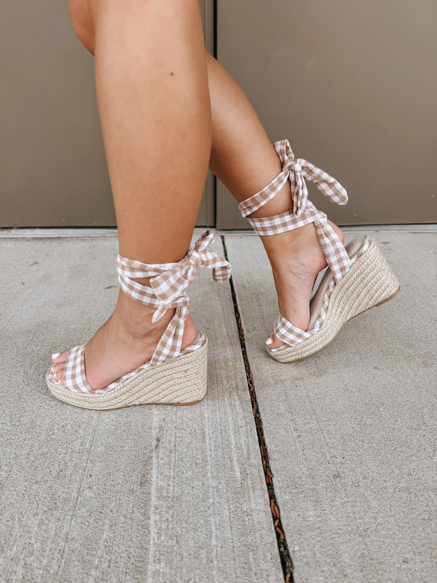 The Oceana | Latte Gingham Wrap Wedge - Image 10