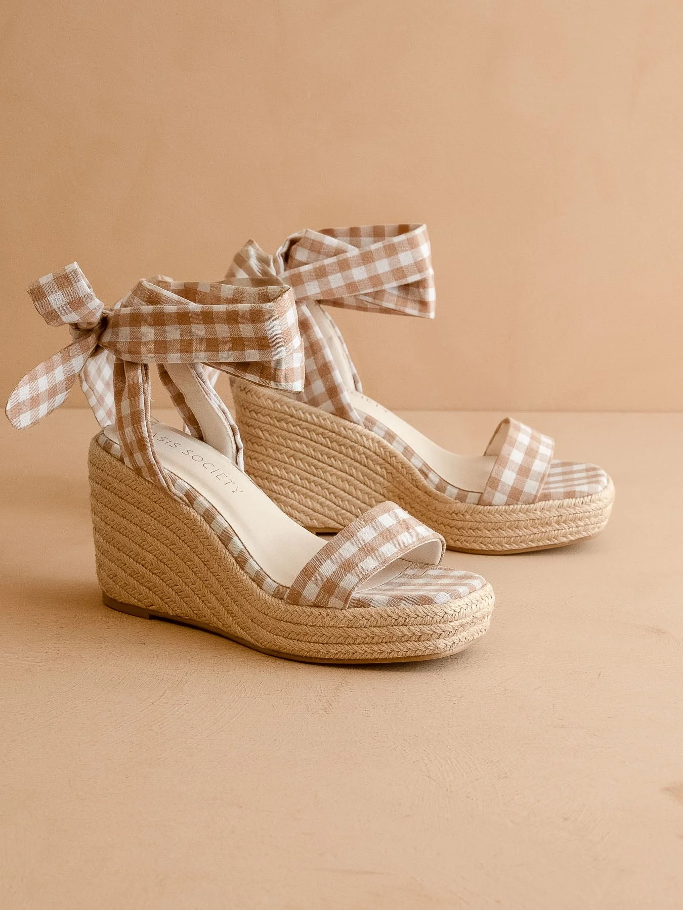 The Oceana | Latte Gingham Wrap Wedge - Image 4